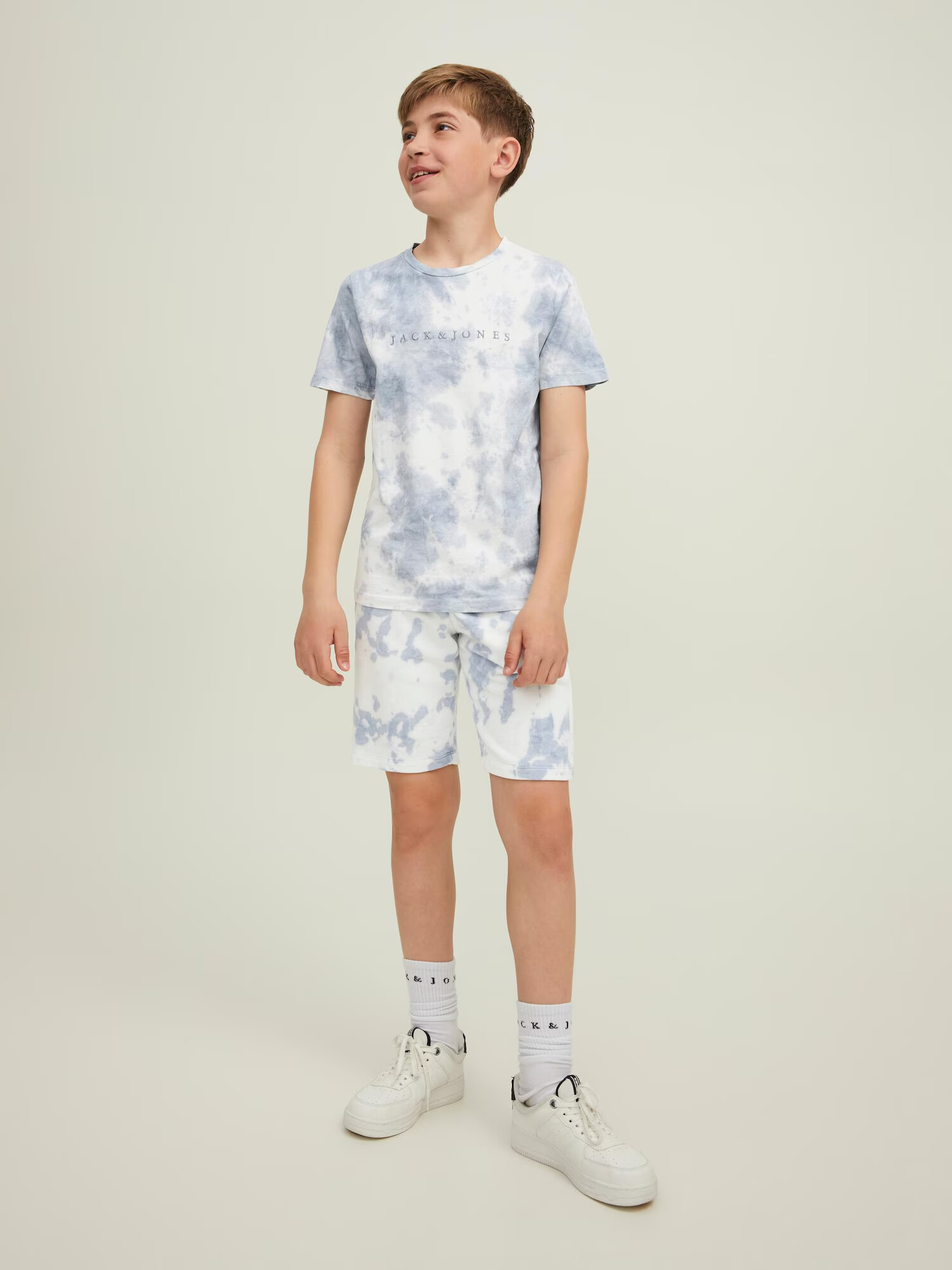 Jack & Jones Junior Tričko nebesky modrá / sivá / biela - Pepit.sk