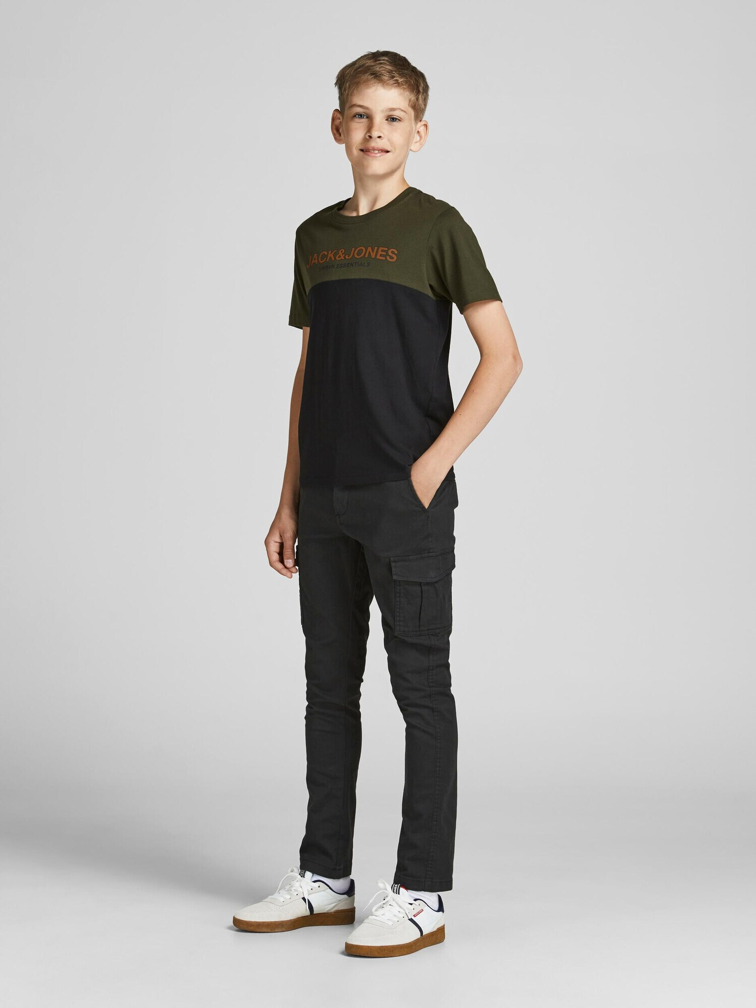 Jack & Jones Junior Tričko tmavomodrá / olivová / tmavooranžová - Pepit.sk