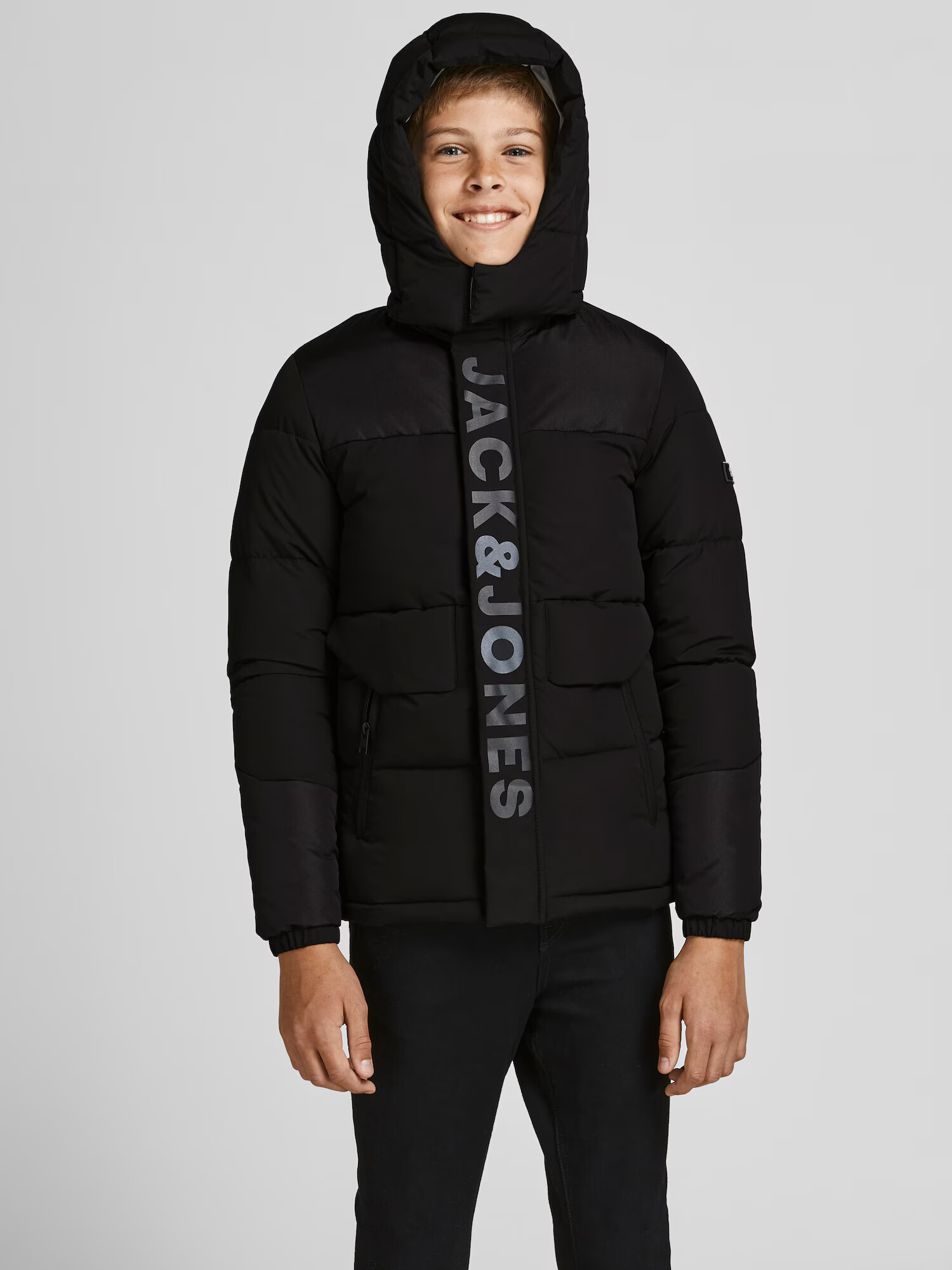 Jack & Jones Junior Zimná bunda 'Pace' sivá / čierna - Pepit.sk