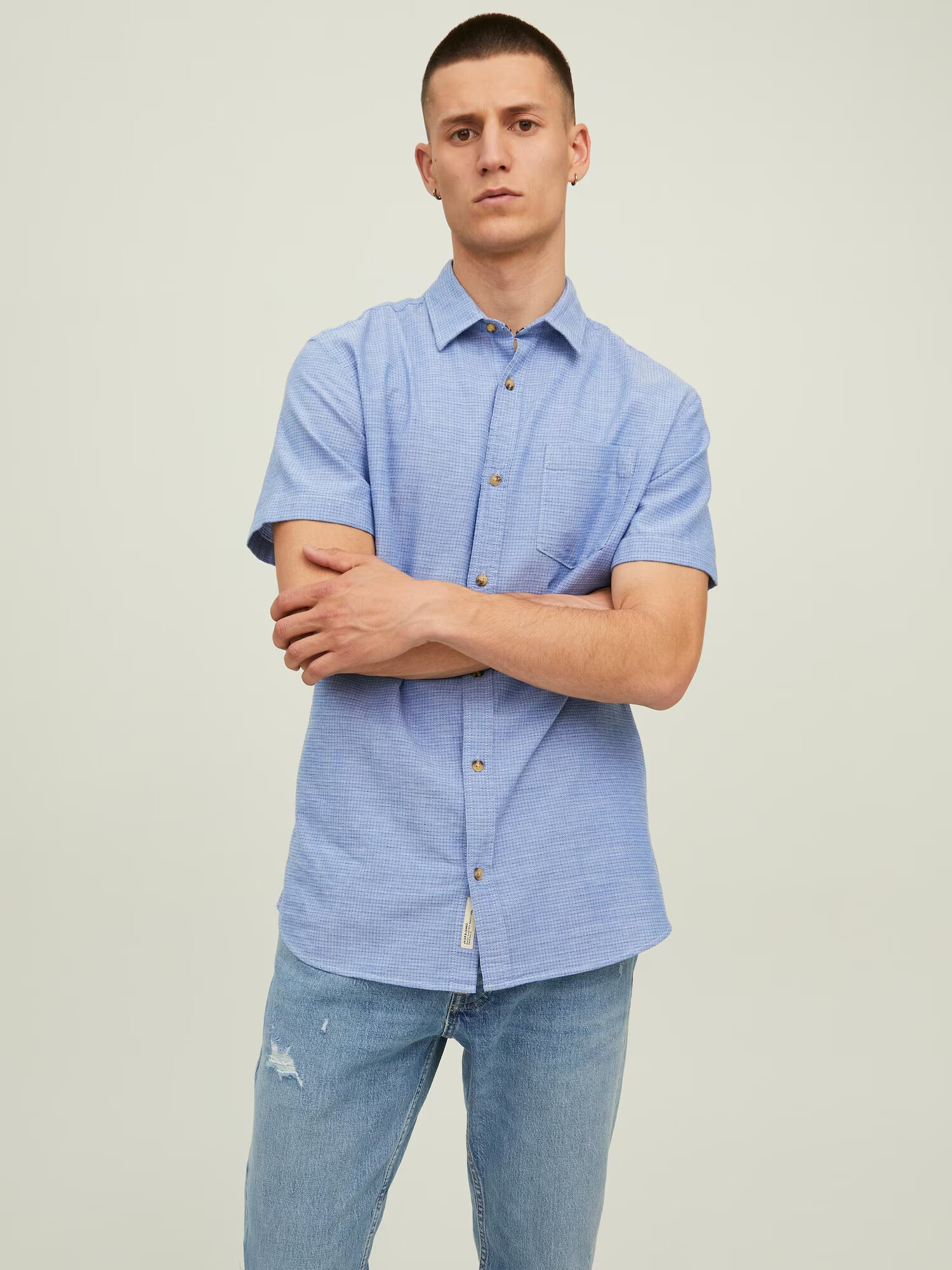 JACK & JONES Košeľa 'Abel' námornícka modrá / svetlomodrá / pastelovo ružová - Pepit.sk