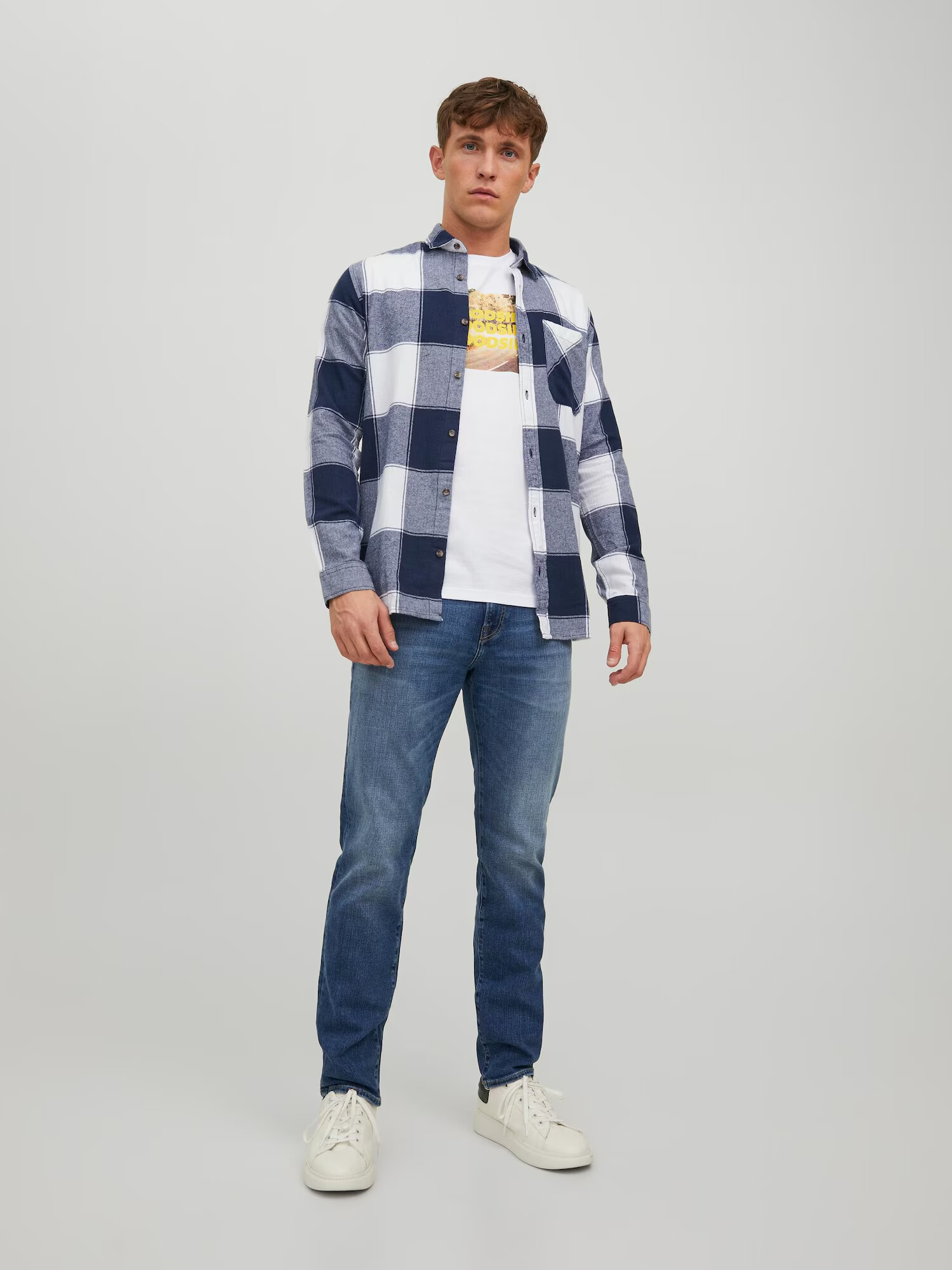 JACK & JONES Košeľa 'JAMES' tmavomodrá / biela - Pepit.sk