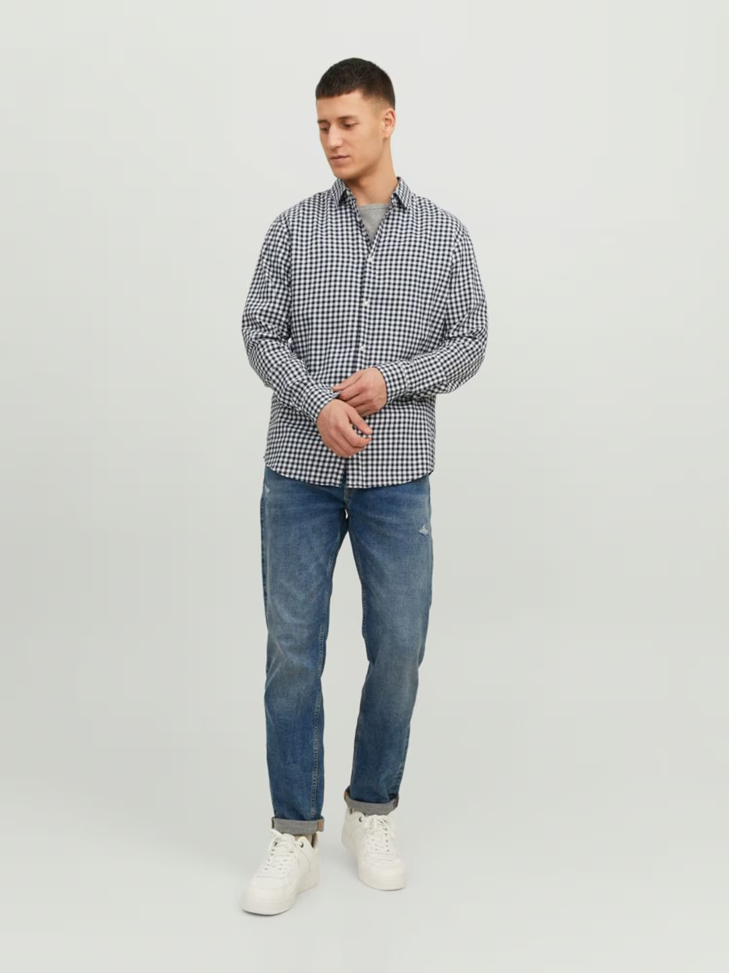 JACK & JONES Košeľa námornícka modrá / biela - Pepit.sk