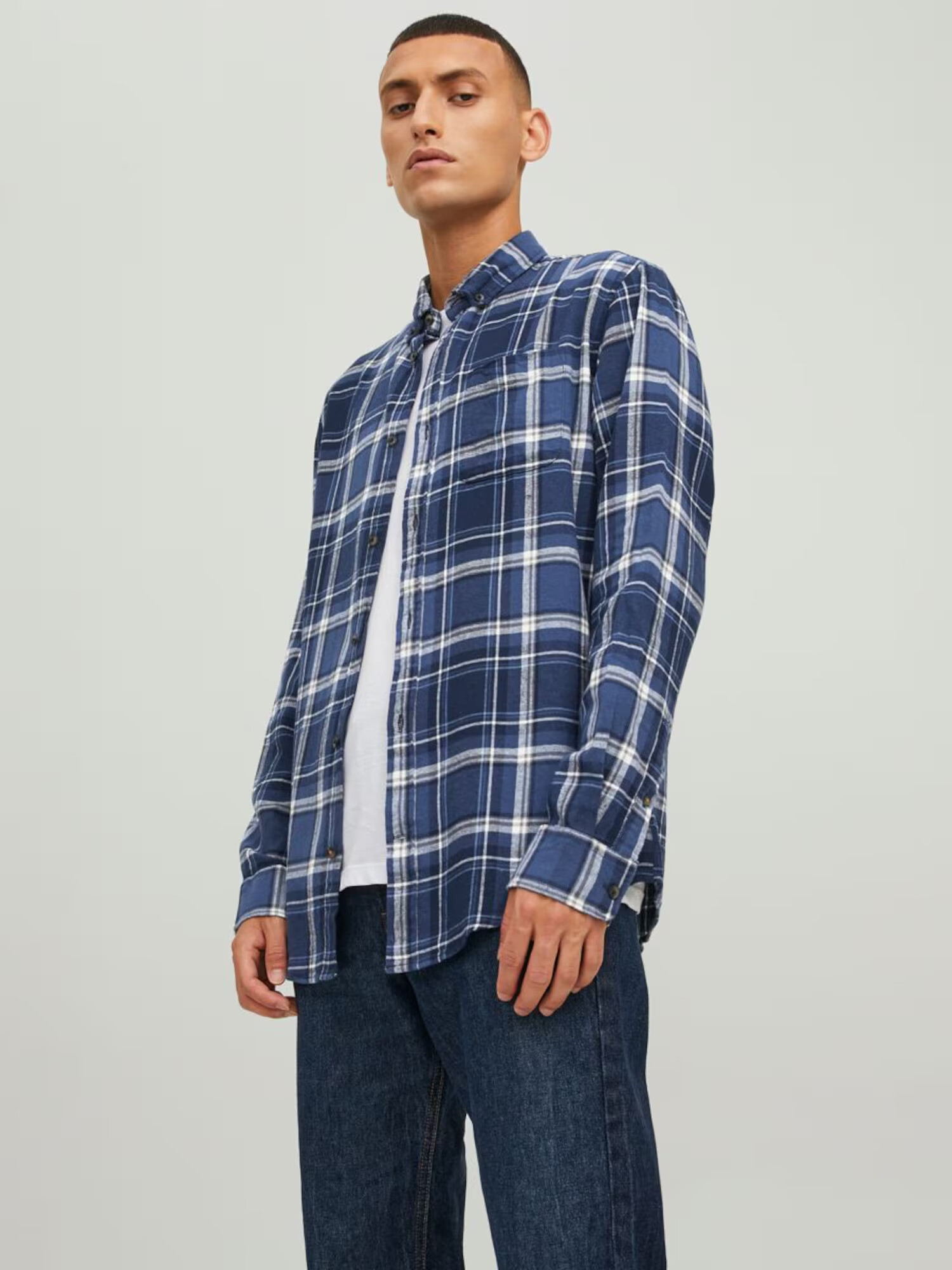 JACK & JONES Košeľa námornícka modrá / dymovo modrá / biela - Pepit.sk