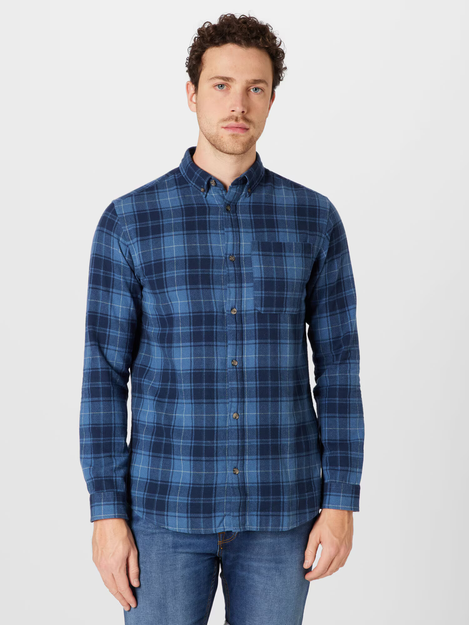 JACK & JONES Košeľa 'OWEN GRINDLE WILLOW' námornícka modrá / dymovo modrá - Pepit.sk