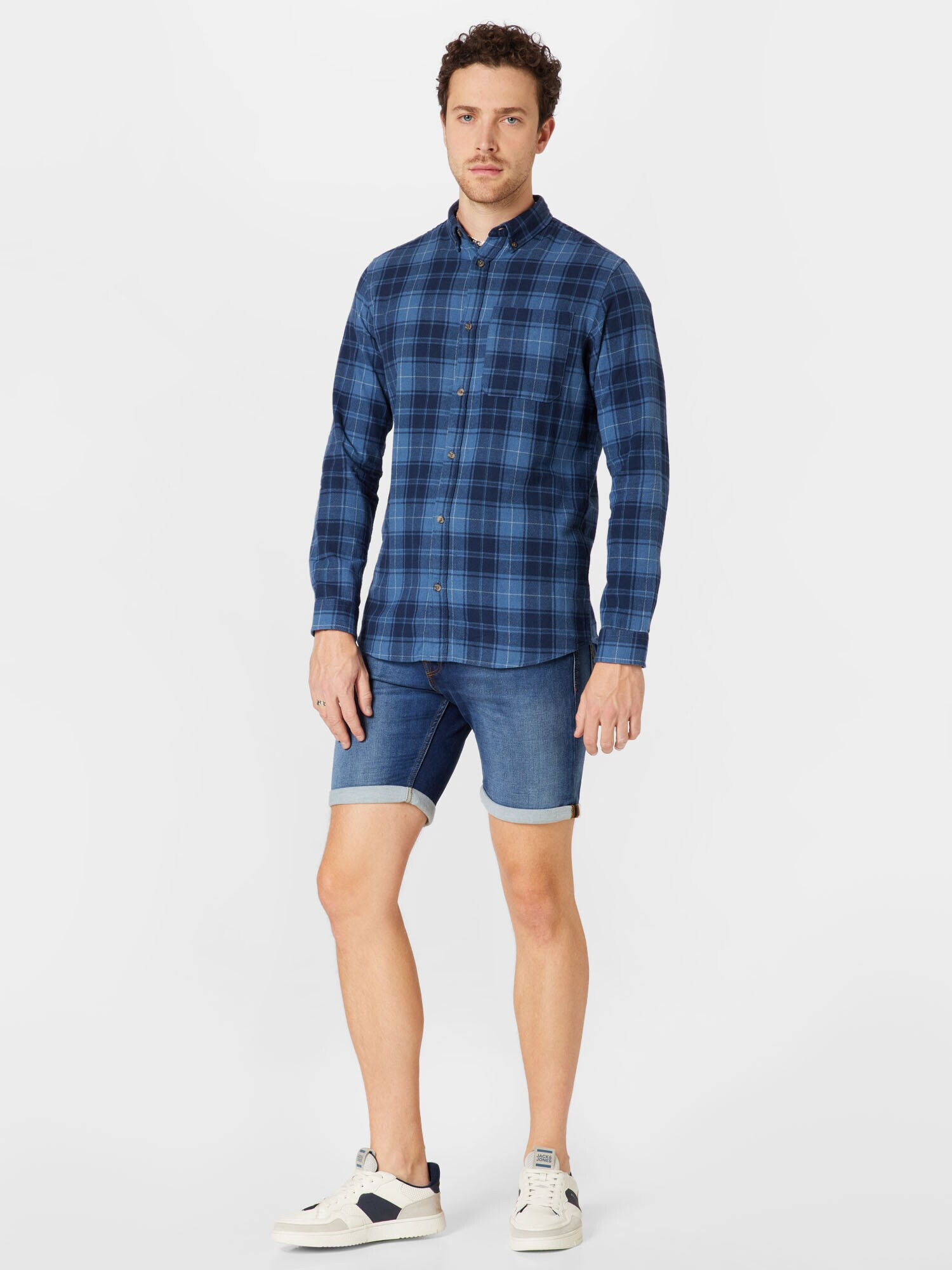 JACK & JONES Košeľa 'OWEN GRINDLE WILLOW' námornícka modrá / dymovo modrá - Pepit.sk