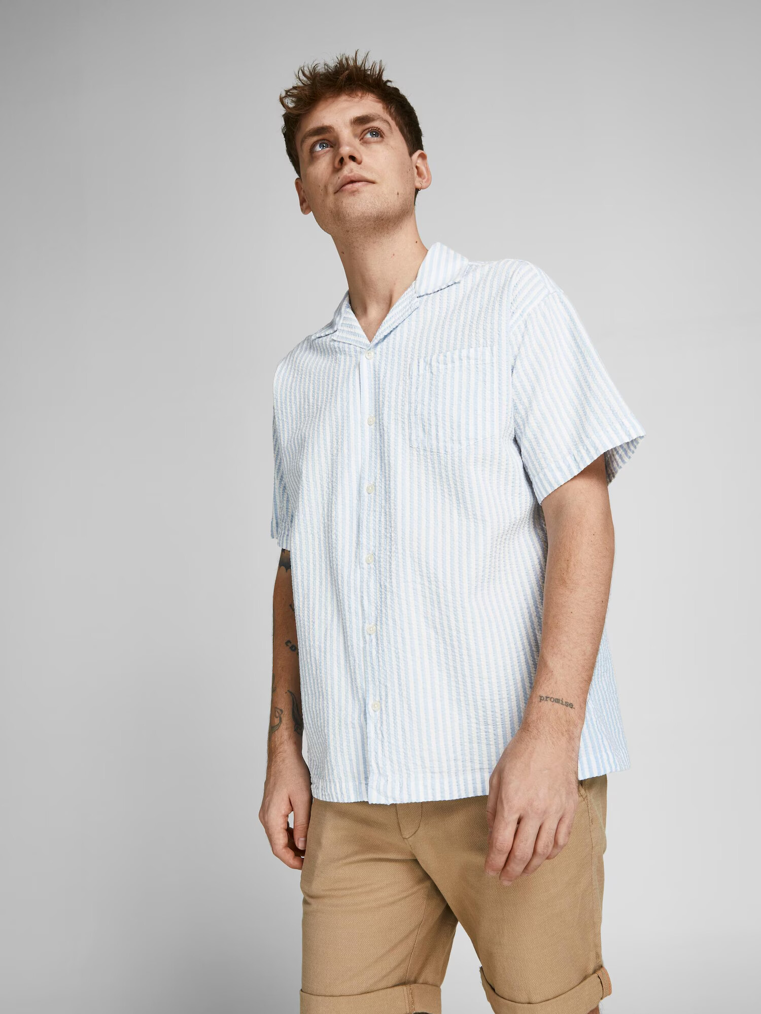 JACK & JONES Košeľa 'Positano' svetlomodrá / biela - Pepit.sk