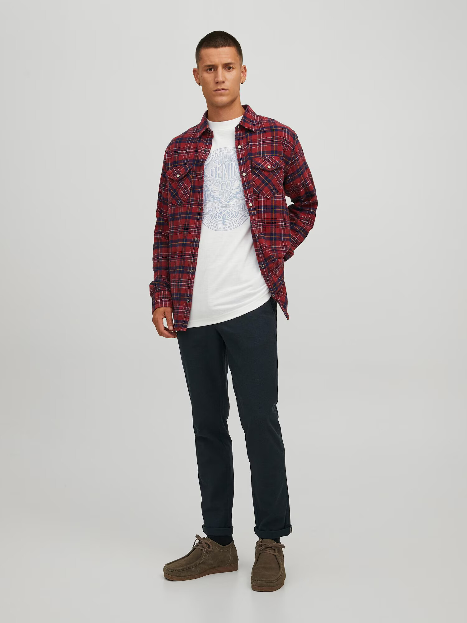 JACK & JONES Košeľa 'Sheridan' námornícka modrá / karamelová / burgundská / biela - Pepit.sk