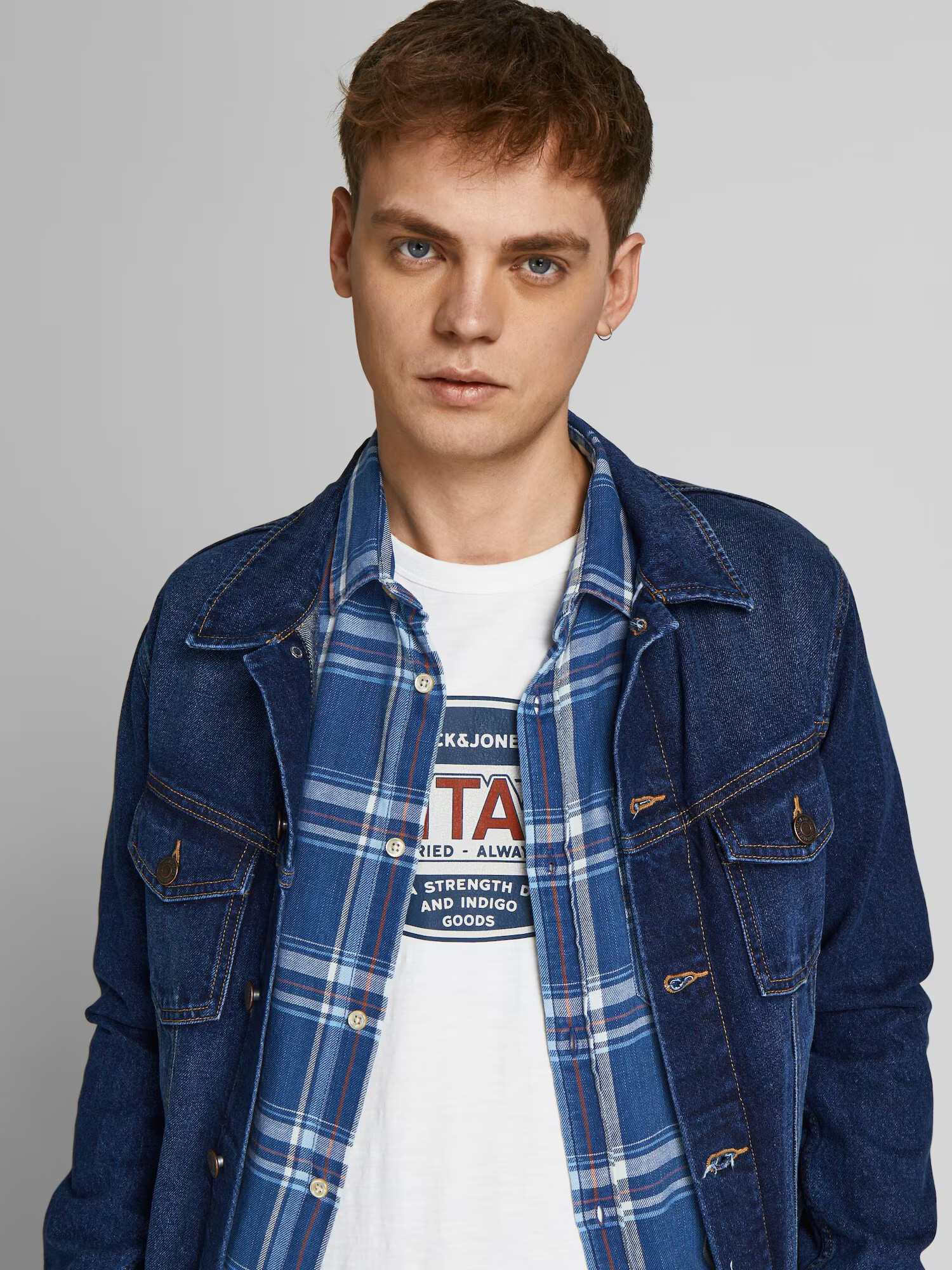 JACK & JONES Košeľa 'Stanley' modrá / oranžová / biela - Pepit.sk