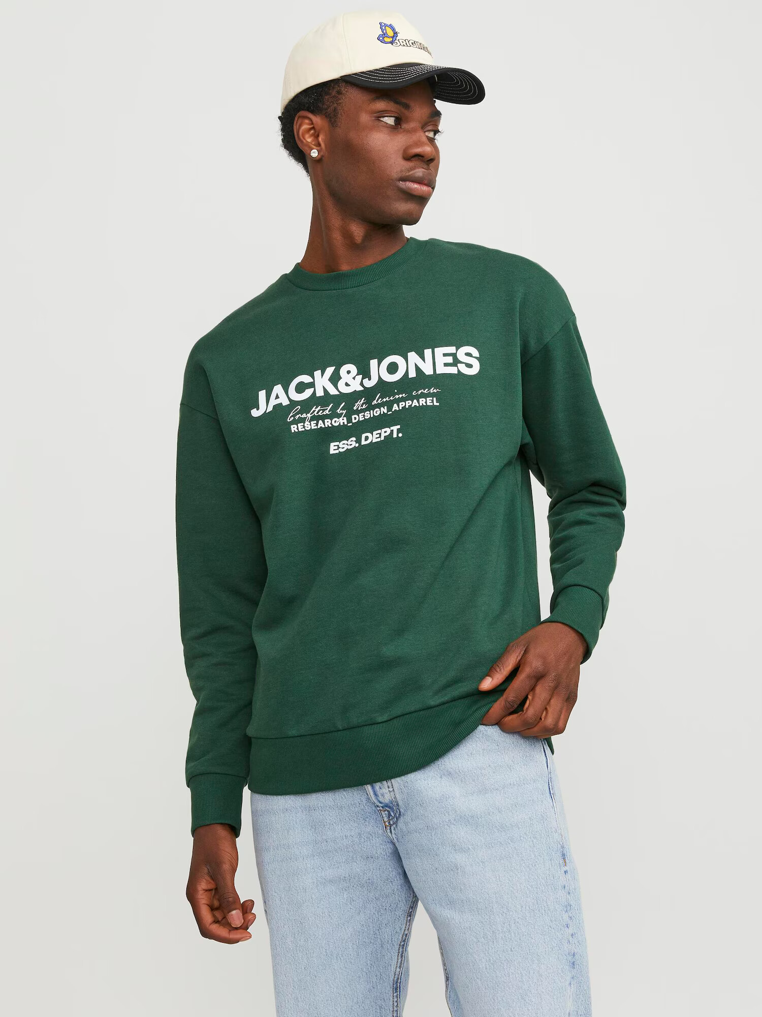 JACK & JONES Mikina 'Gale' tmavozelená / biela melírovaná - Pepit.sk