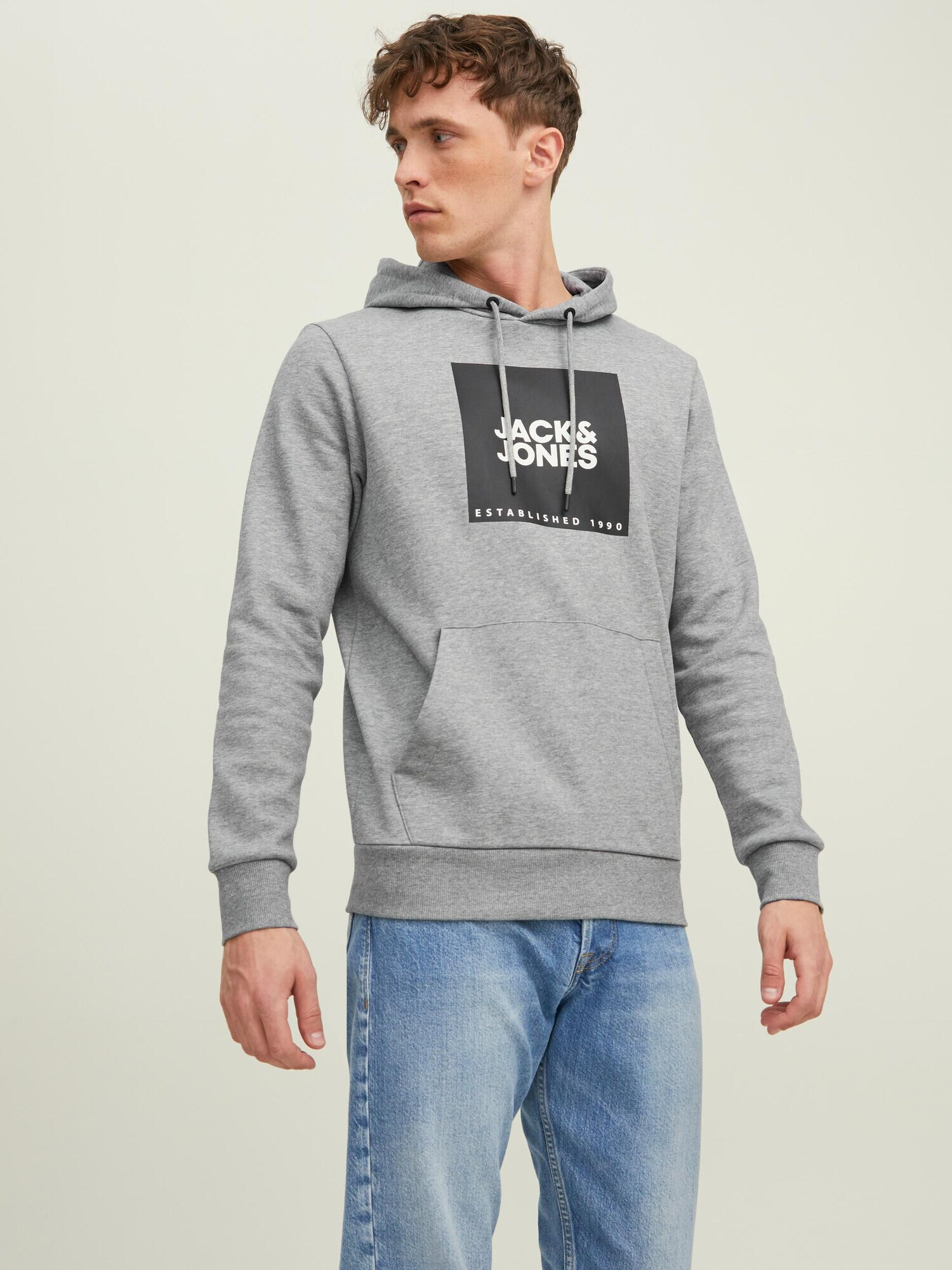 JACK & JONES Mikina 'Lock' sivá melírovaná / čierna / biela - Pepit.sk