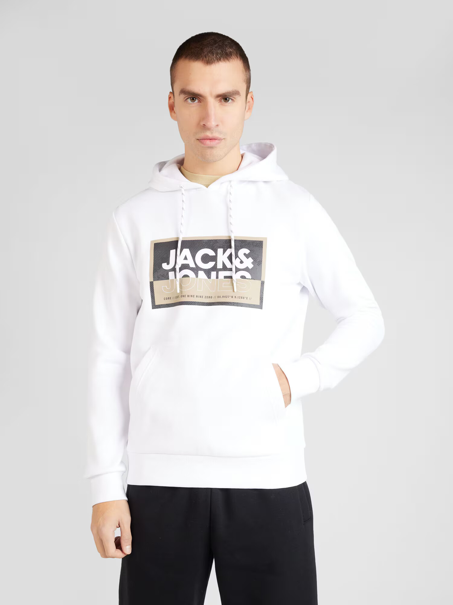 JACK & JONES Mikina 'Logan' béžová / čierna / biela - Pepit.sk