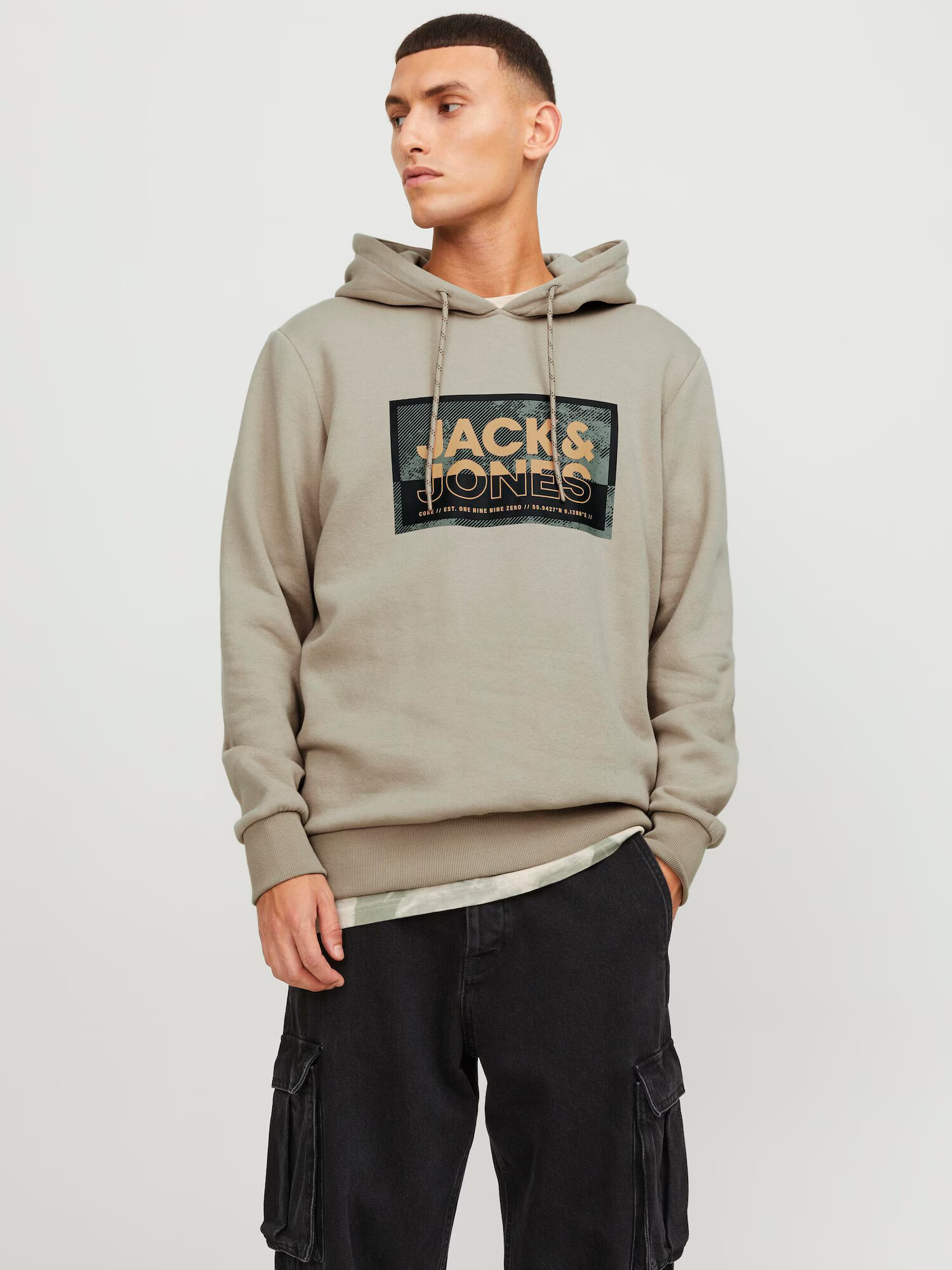 JACK & JONES Mikina 'Logan' sivá / antracitová / oranžová - Pepit.sk