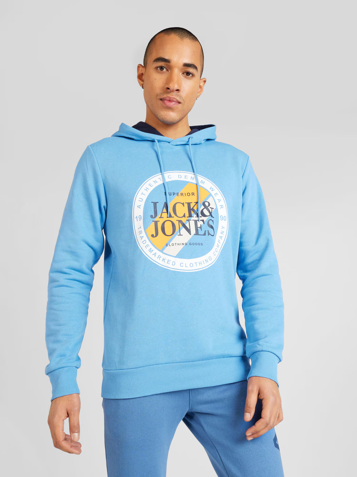 JACK & JONES Mikina 'LOOF' azúrová / oranžová / čierna / biela - Pepit.sk