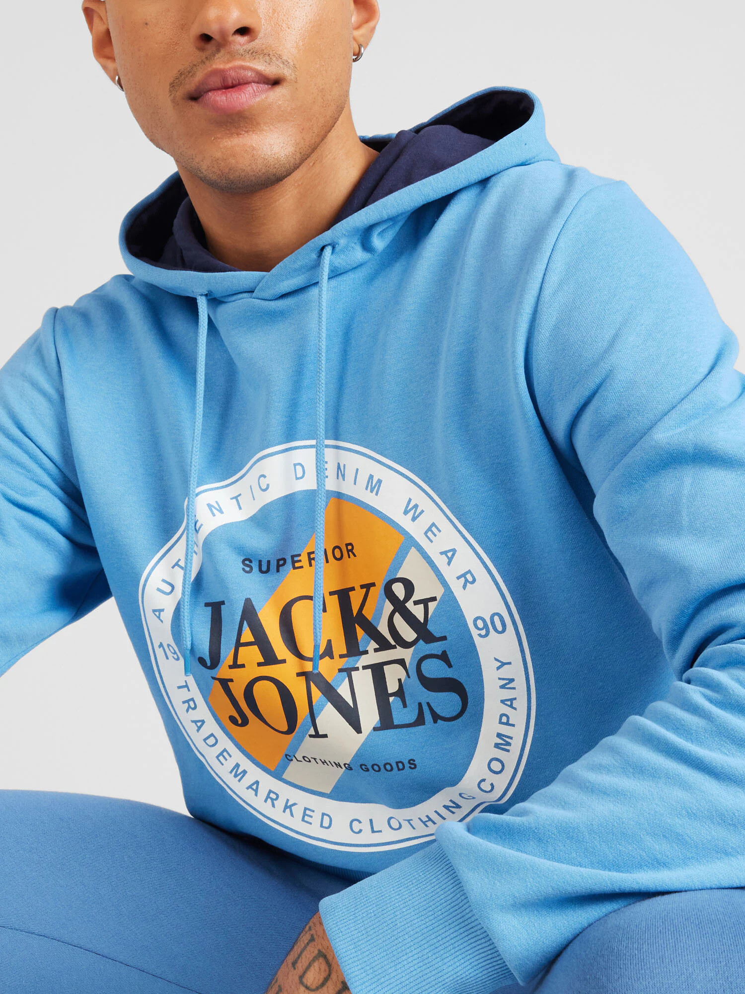 JACK & JONES Mikina 'LOOF' azúrová / oranžová / čierna / biela - Pepit.sk