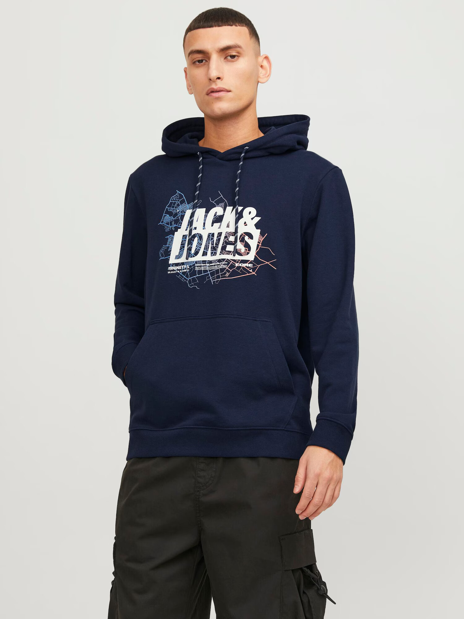 JACK & JONES Mikina námornícka modrá / fialová / čierna / biela - Pepit.sk