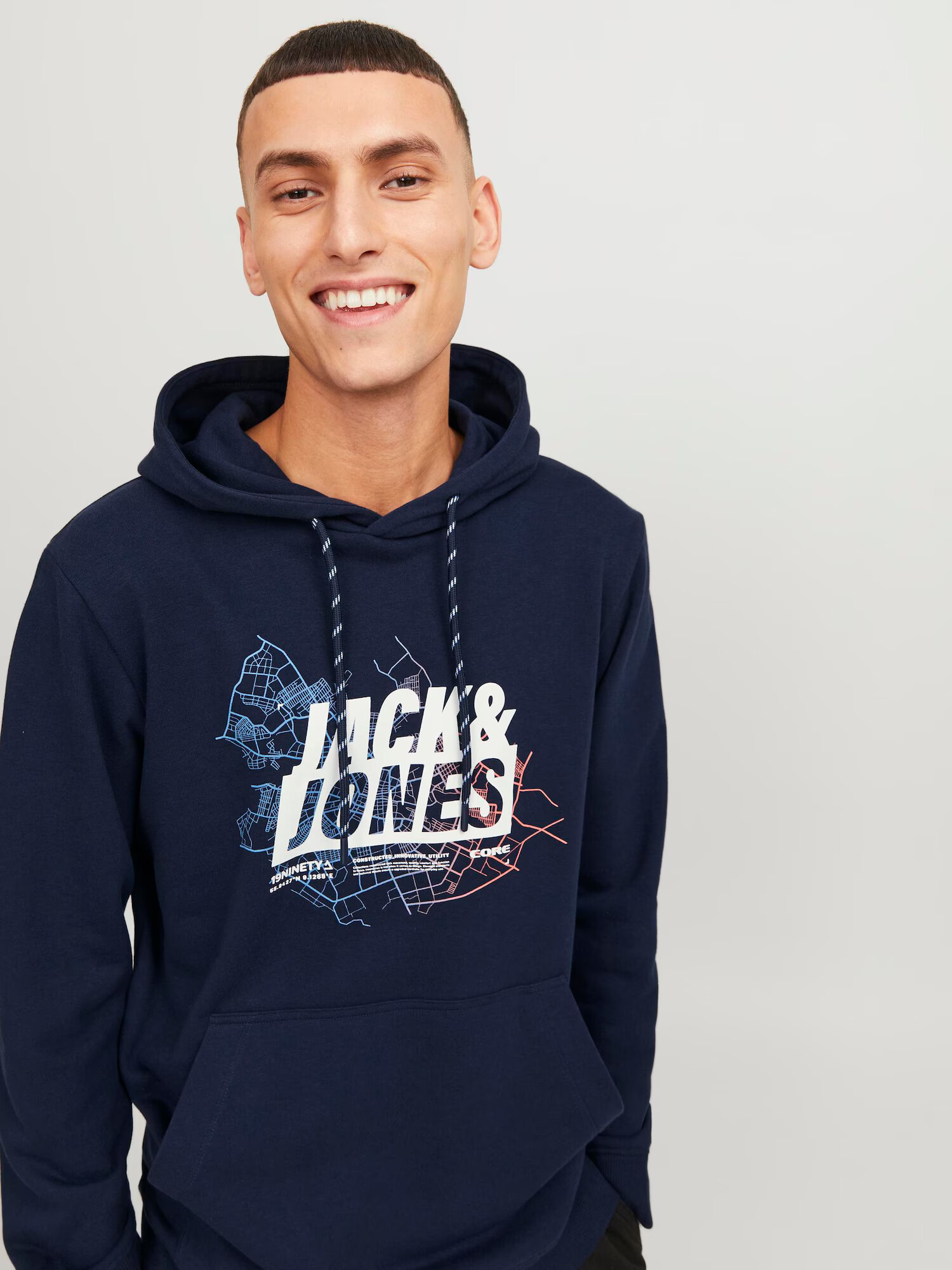 JACK & JONES Mikina námornícka modrá / fialová / čierna / biela - Pepit.sk