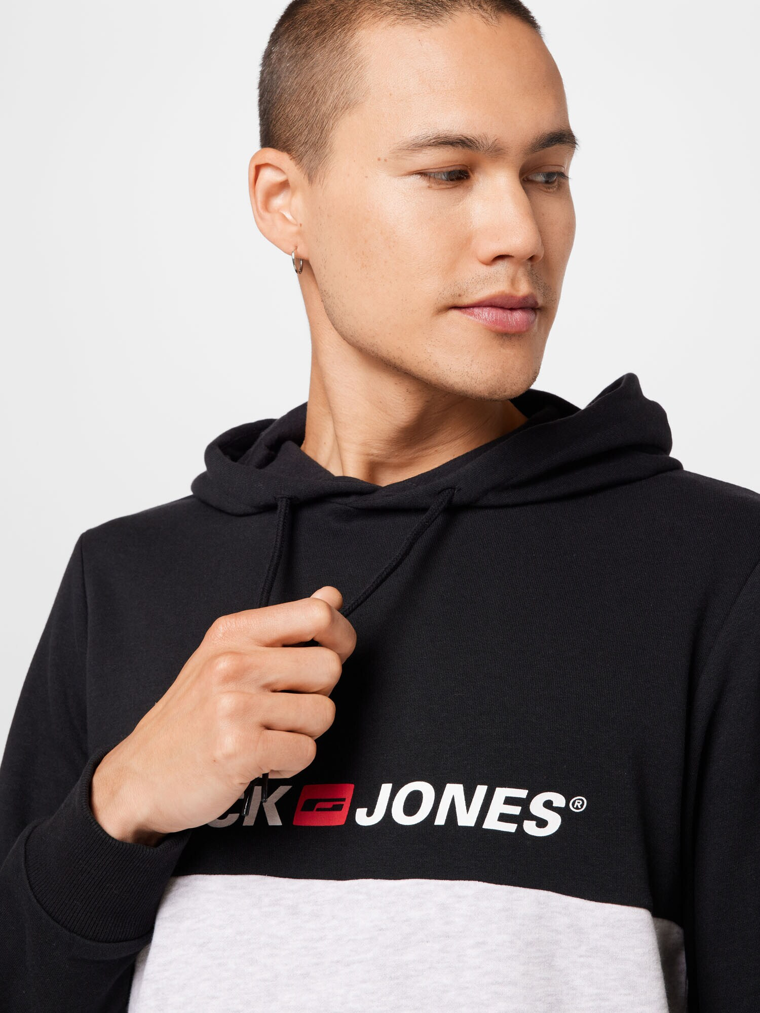 JACK & JONES Mikina sivá melírovaná / červená / čierna - Pepit.sk