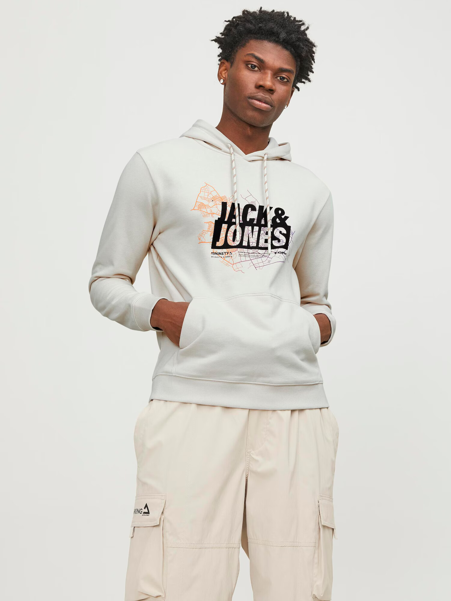 JACK & JONES Mikina sivobéžová / fialová / oranžová / čierna - Pepit.sk