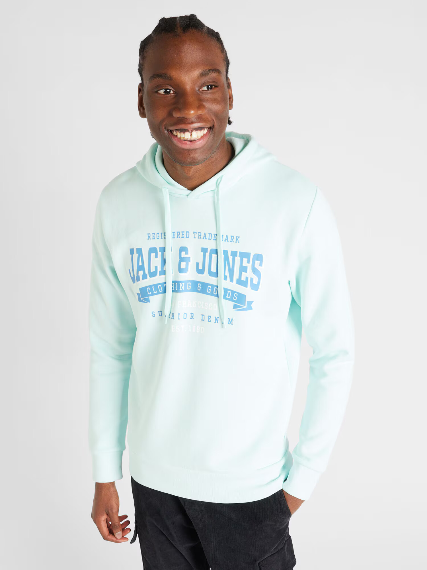 JACK & JONES Mikina tyrkysová / svetlomodrá / biela - Pepit.sk