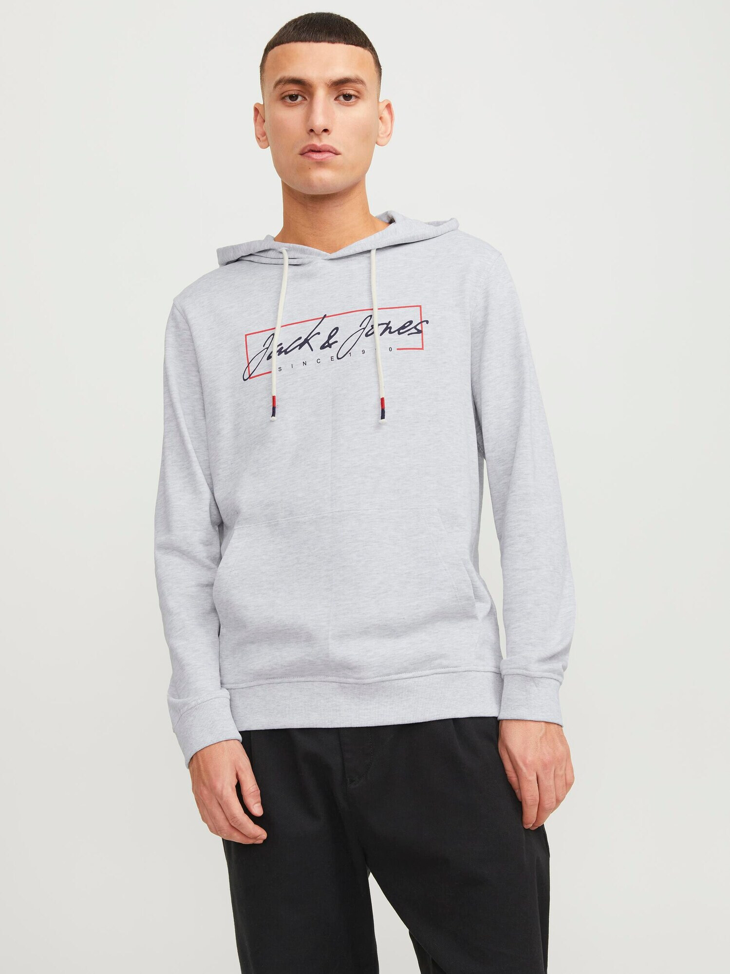 JACK & JONES Mikina 'ZURI' námornícka modrá / svetlosivá / červená - Pepit.sk