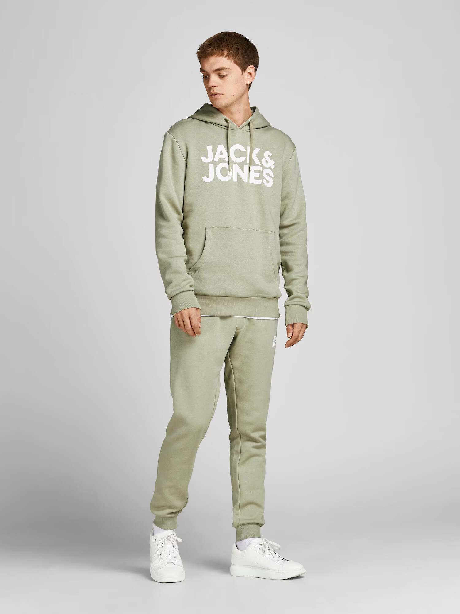 JACK & JONES Nohavice 'Gordon' svetlozelená / biela - Pepit.sk