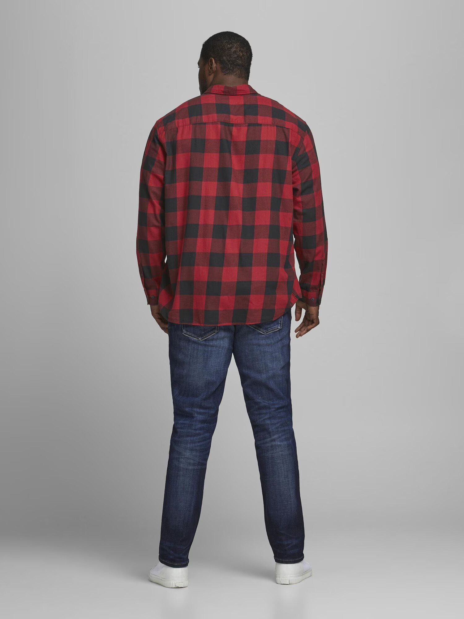 Jack & Jones Plus Košeľa 'Gingham' červená / čierna - Pepit.sk