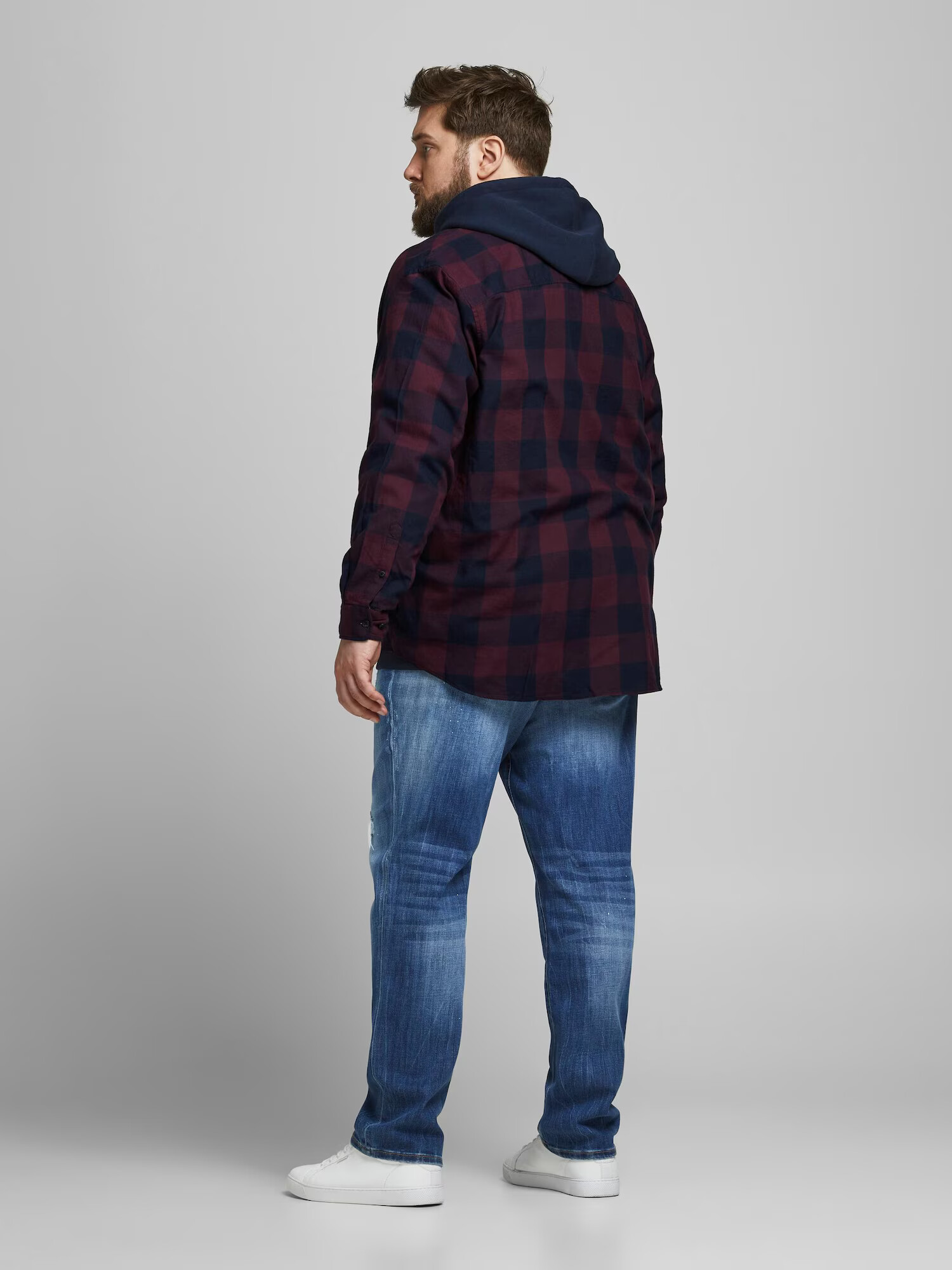 Jack & Jones Plus Košeľa 'Gingham' fialová / čierna - Pepit.sk