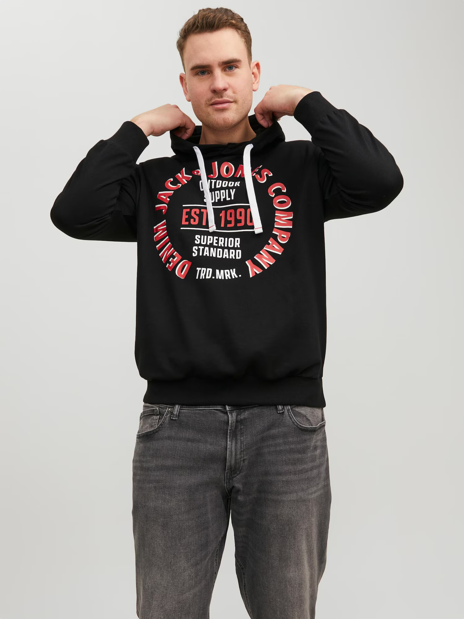 Jack & Jones Plus Mikina červená / čierna / biela - Pepit.sk