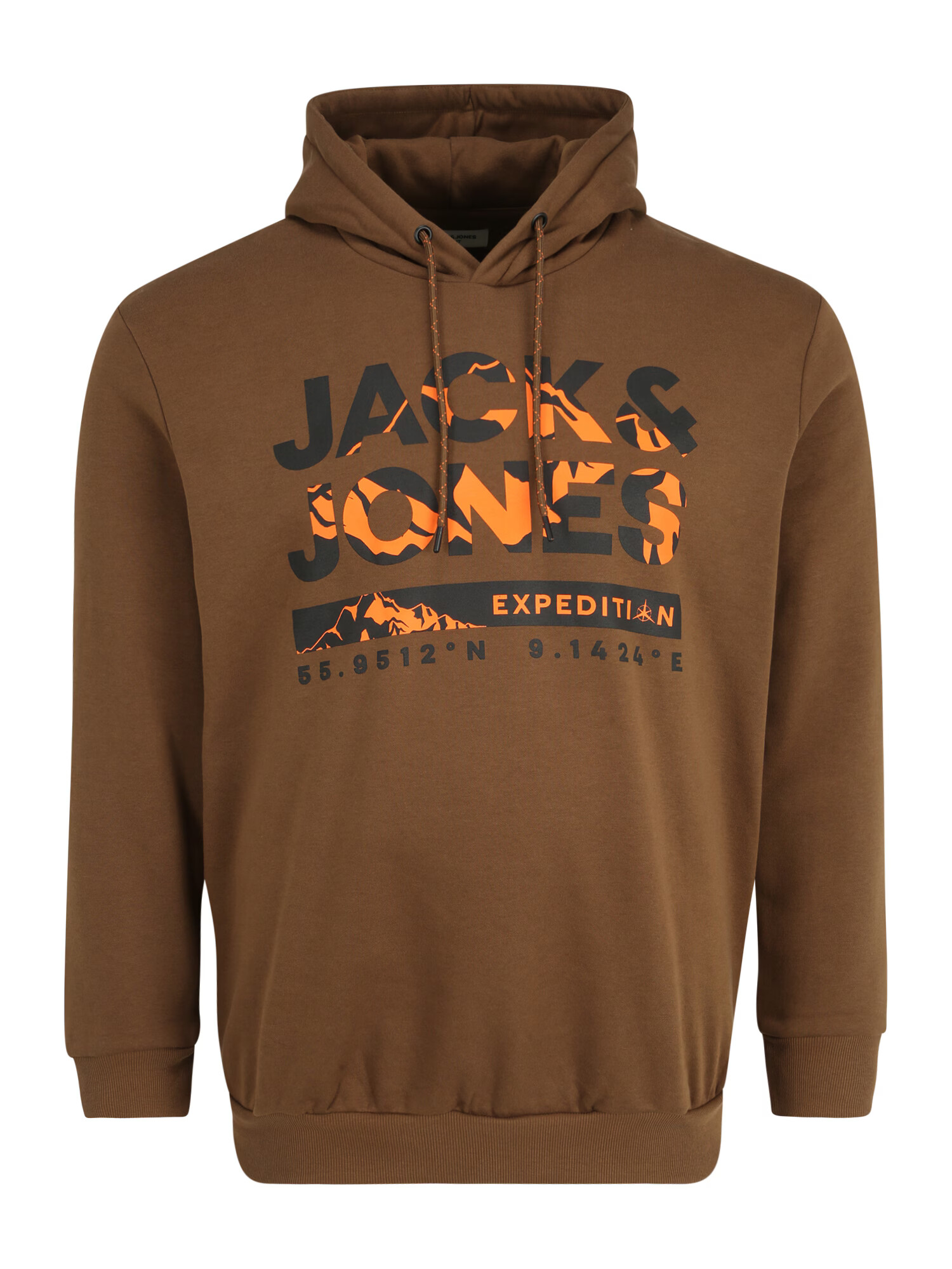 Jack & Jones Plus Mikina 'HUNTER' hnedá / oranžová / čierna - Pepit.sk