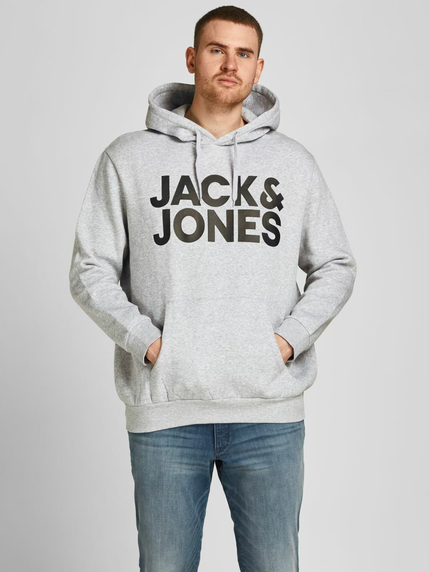 Jack & Jones Plus Mikina 'Ecorp' sivá melírovaná / čierna - Pepit.sk