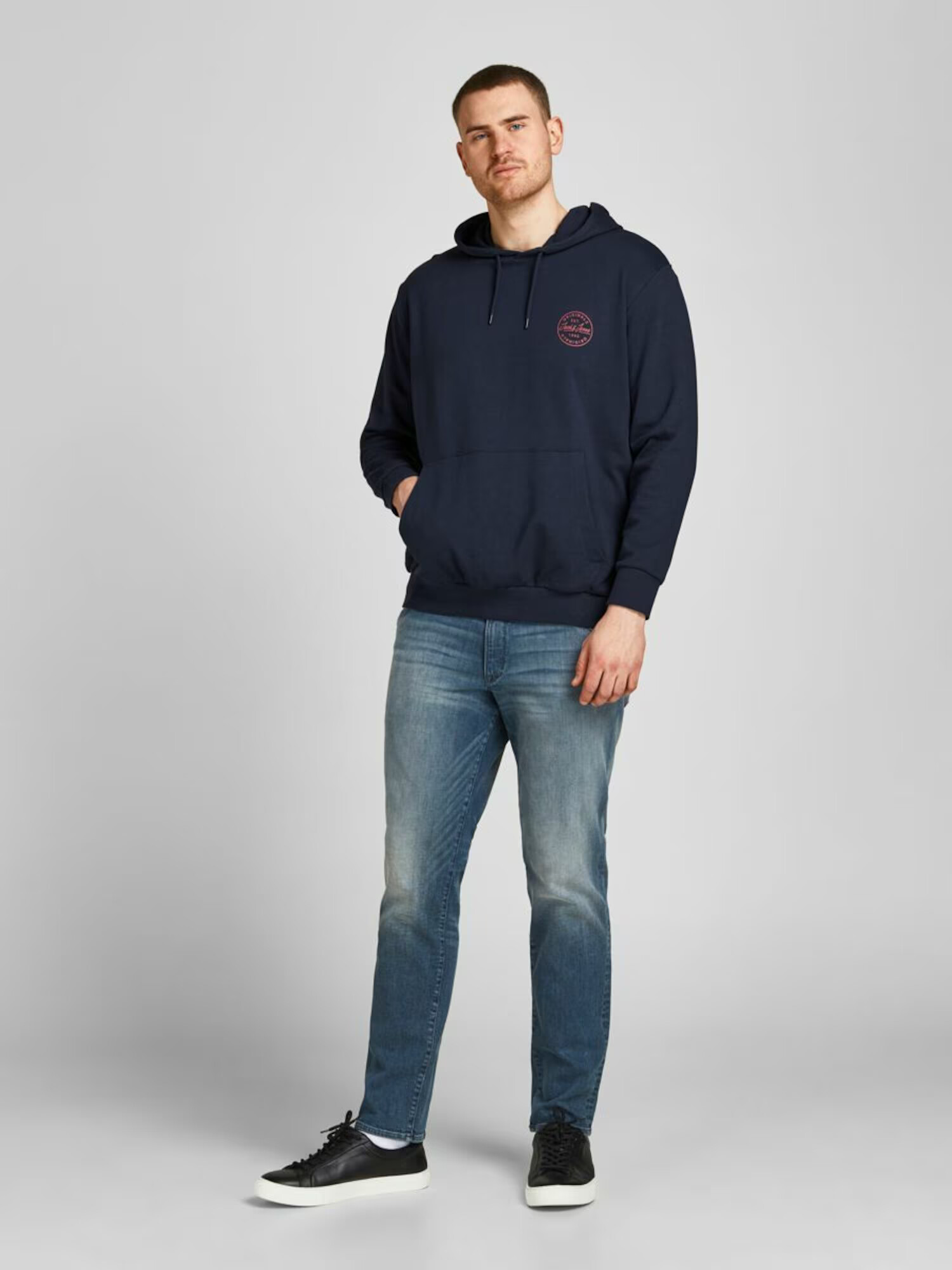 Jack & Jones Plus Mikina námornícka modrá / červená - Pepit.sk