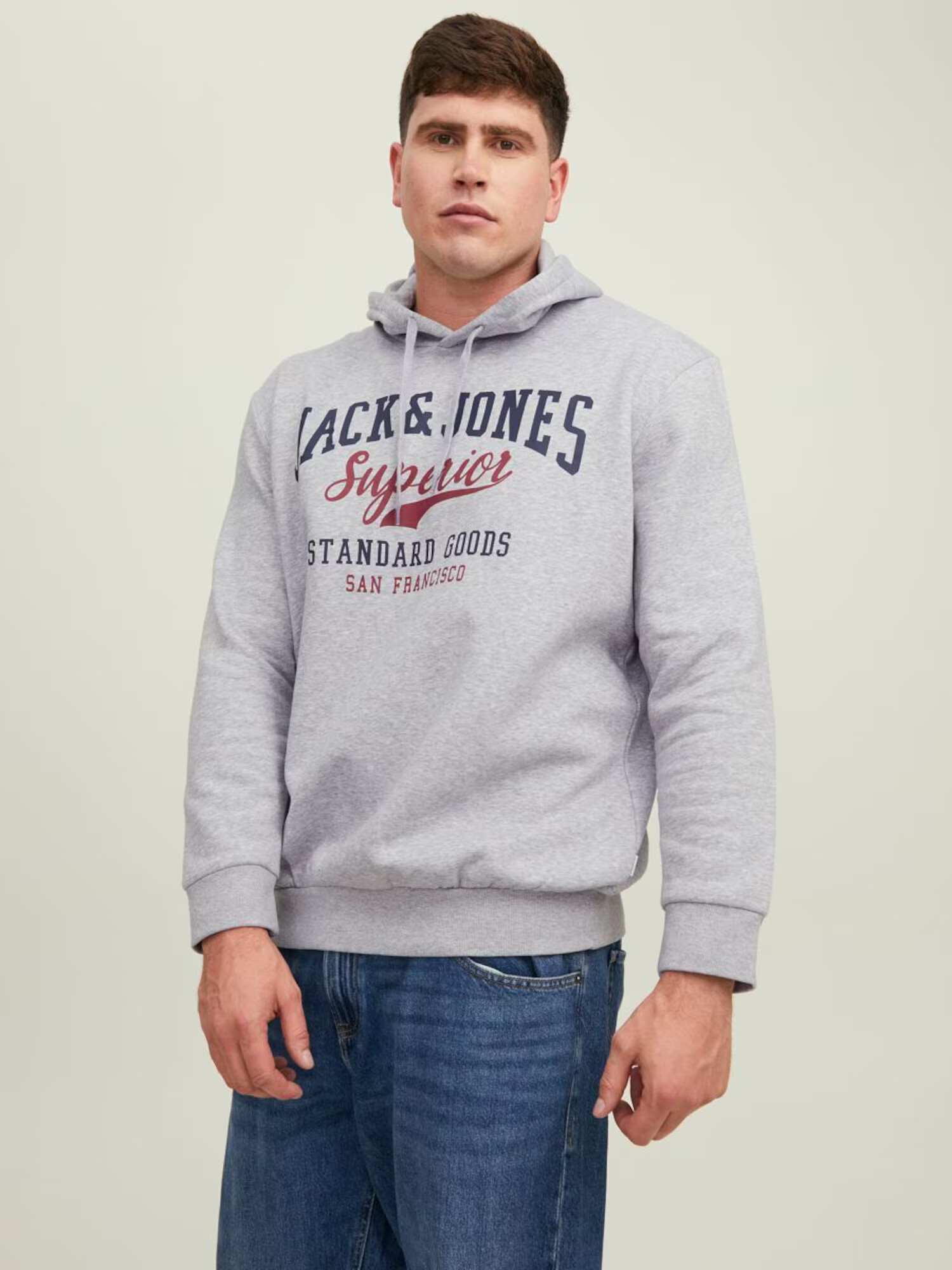 Jack & Jones Plus Mikina námornícka modrá / sivá melírovaná / ohnivo červená - Pepit.sk