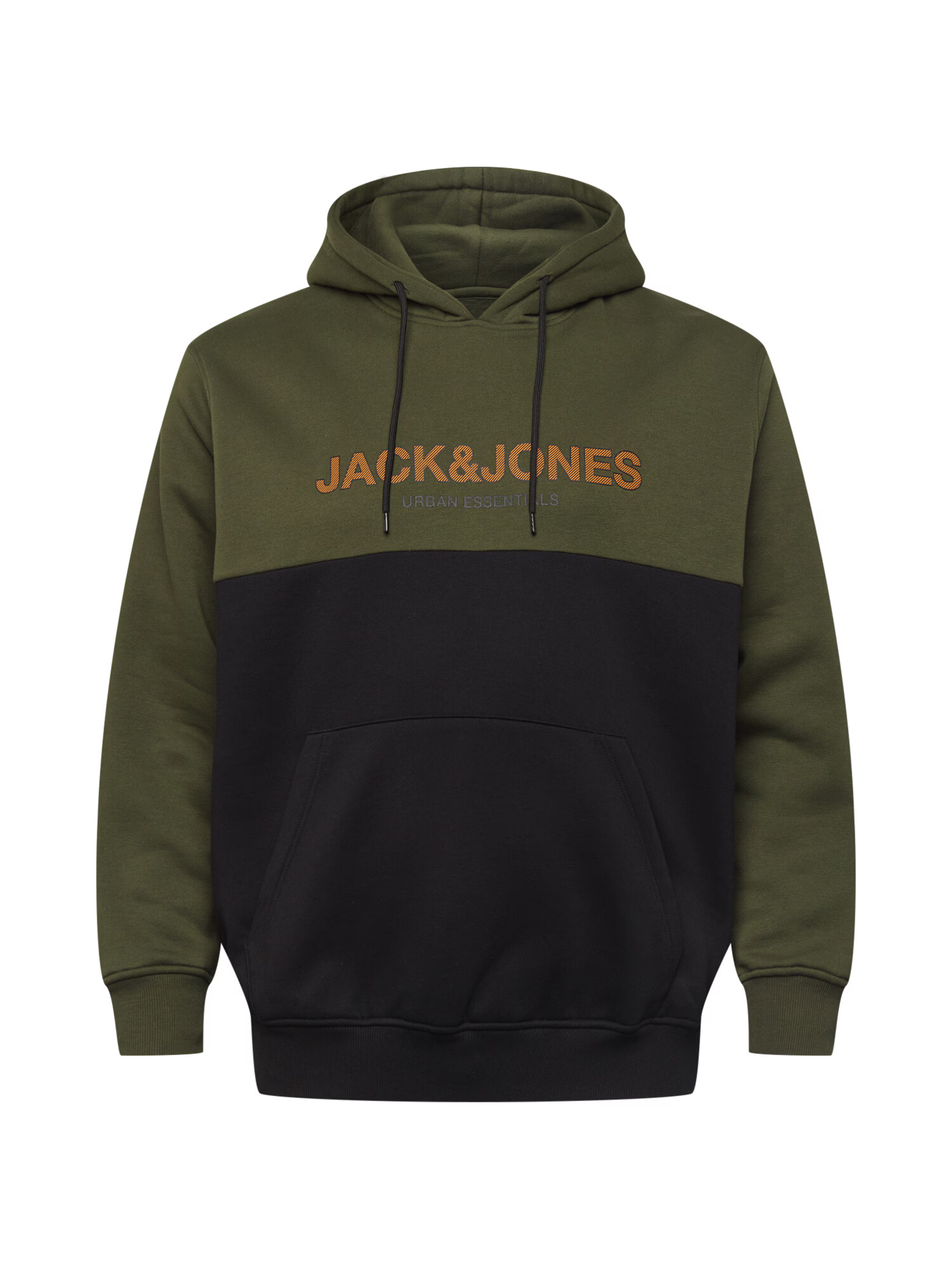 Jack & Jones Plus Mikina tmavozelená / tmavooranžová / čierna - Pepit.sk