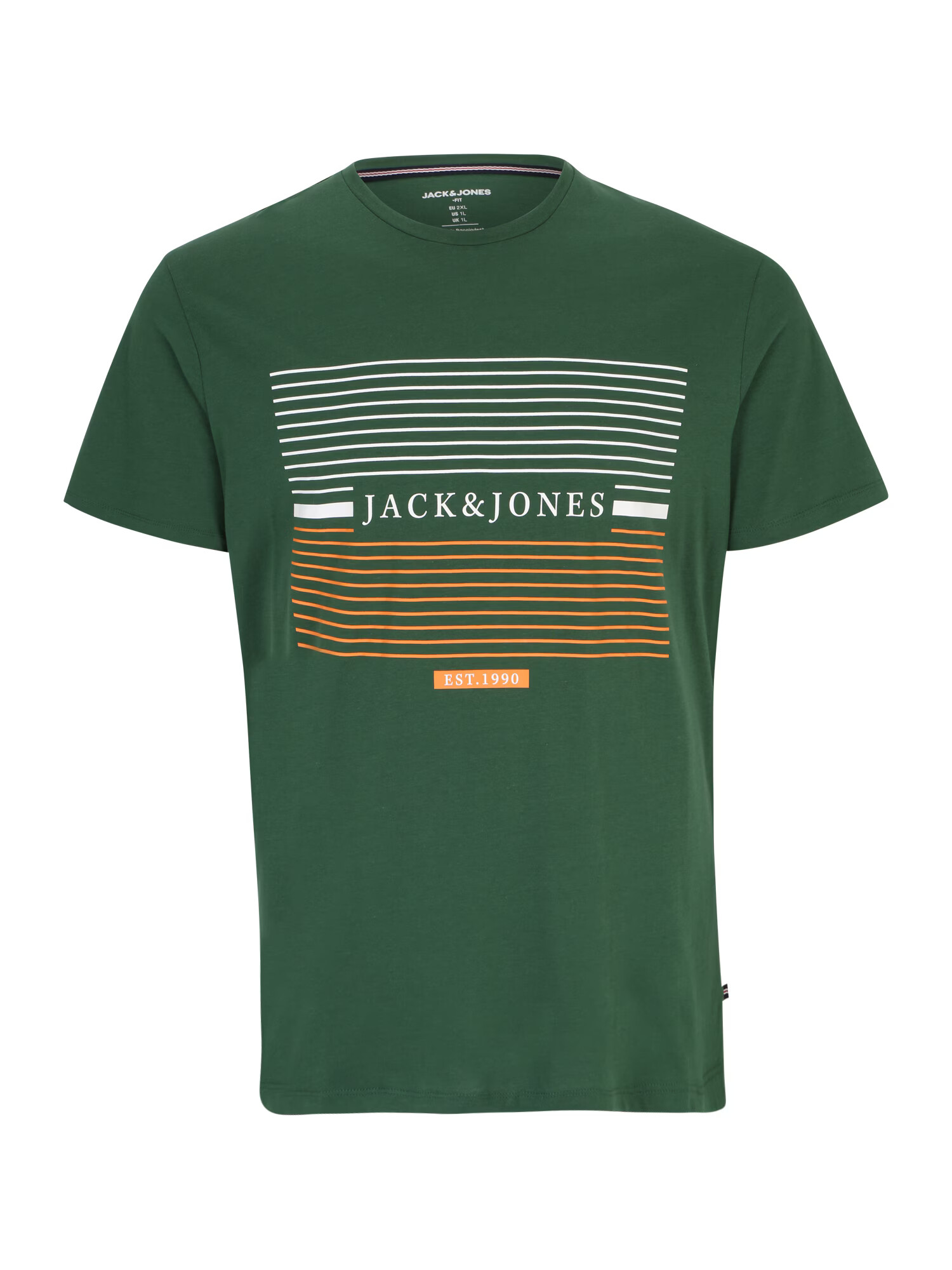 Jack & Jones Plus Tričko 'CYRUS' tmavozelená / oranžová / šedobiela - Pepit.sk