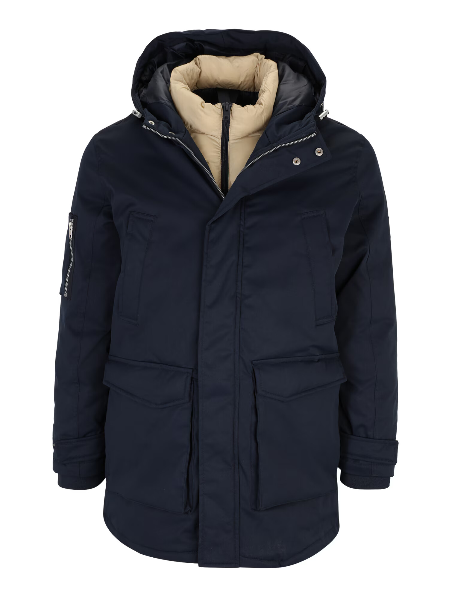 Jack & Jones Plus Zimná parka 'WILLOW' béžová / námornícka modrá - Pepit.sk