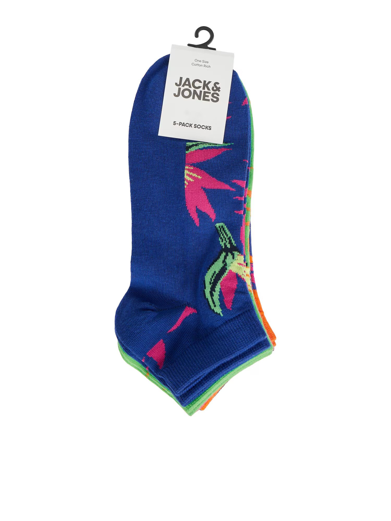 JACK & JONES Ponožky 'TROPICAL FLOWER' námornícka modrá / zelená / oranžová / fuksia - Pepit.sk