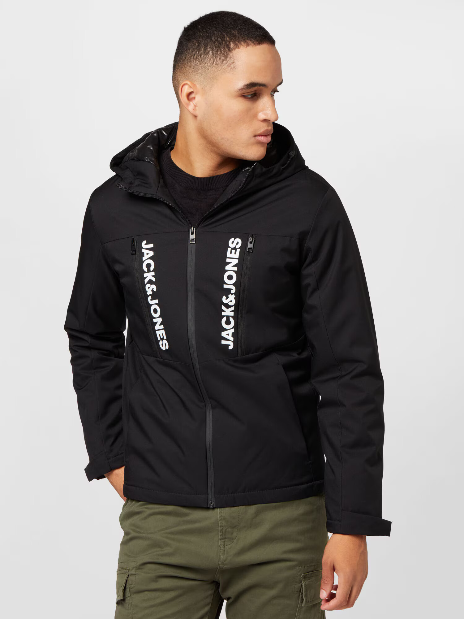 JACK & JONES Prechodná bunda 'ABEL' čierna / biela - Pepit.sk