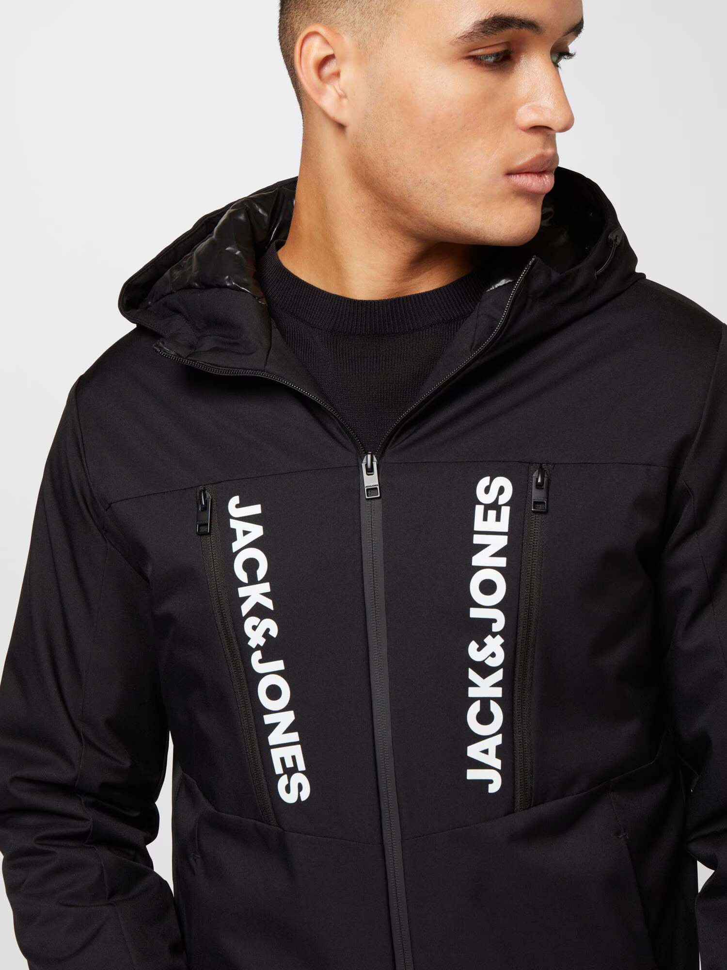 JACK & JONES Prechodná bunda 'ABEL' čierna / biela - Pepit.sk