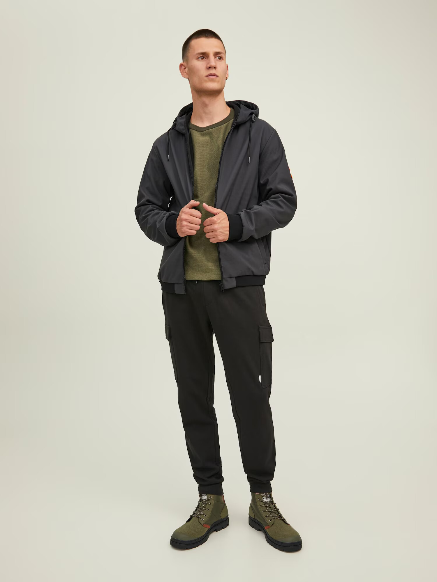 JACK & JONES Prechodná bunda antracitová / oranžová / čierna - Pepit.sk