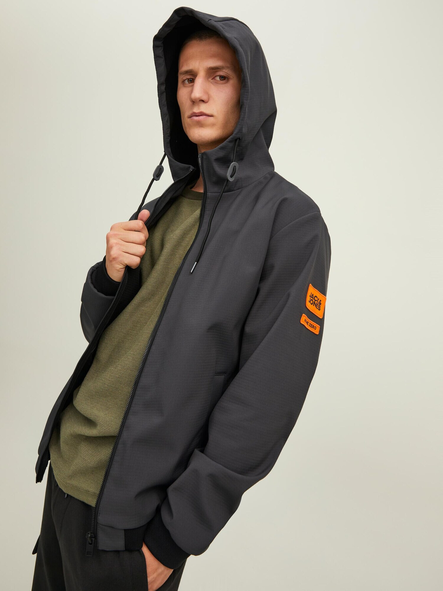 JACK & JONES Prechodná bunda antracitová / oranžová / čierna - Pepit.sk