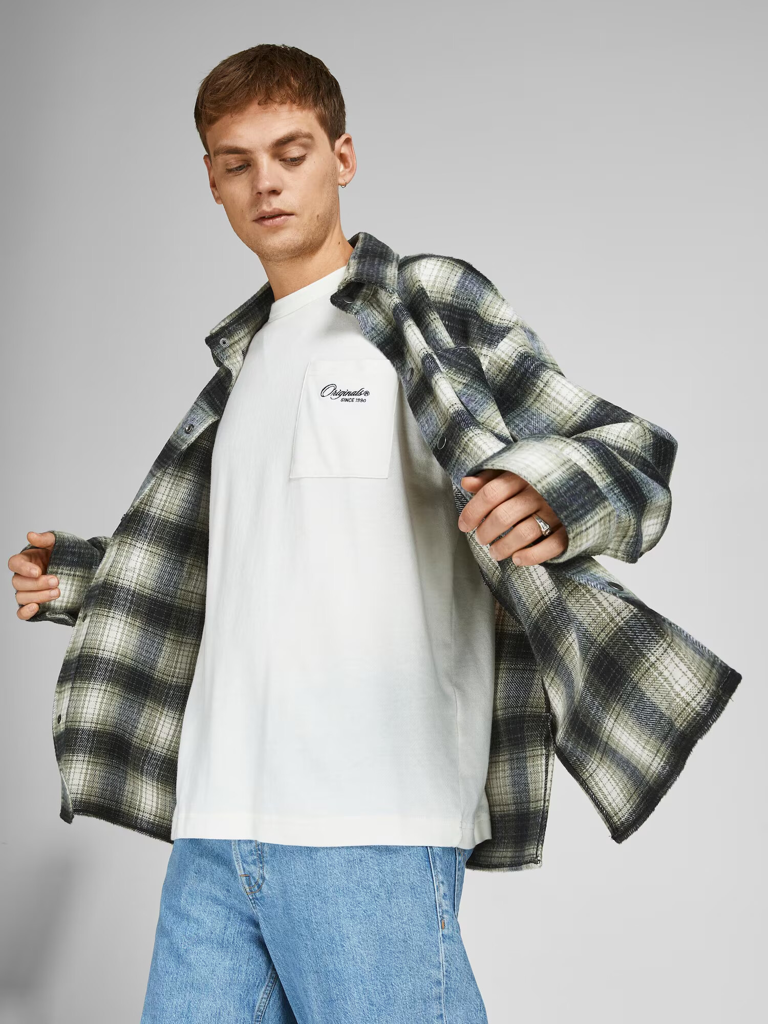 JACK & JONES Prechodná bunda 'Bane' sivá melírovaná / kaki / trstinová / svetlozelená - Pepit.sk