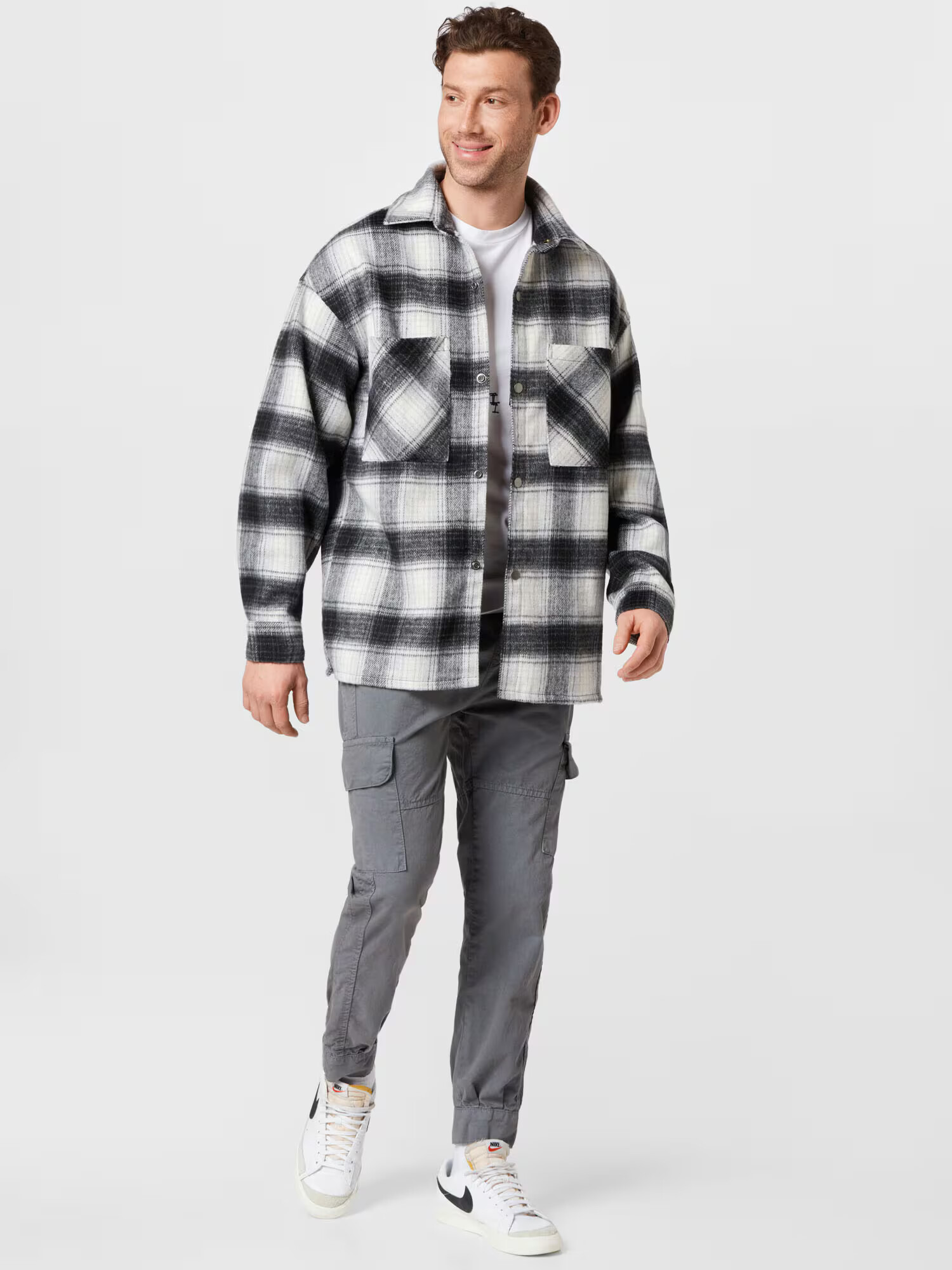 JACK & JONES Prechodná bunda 'Cane' sivá melírovaná / čierna / biela - Pepit.sk