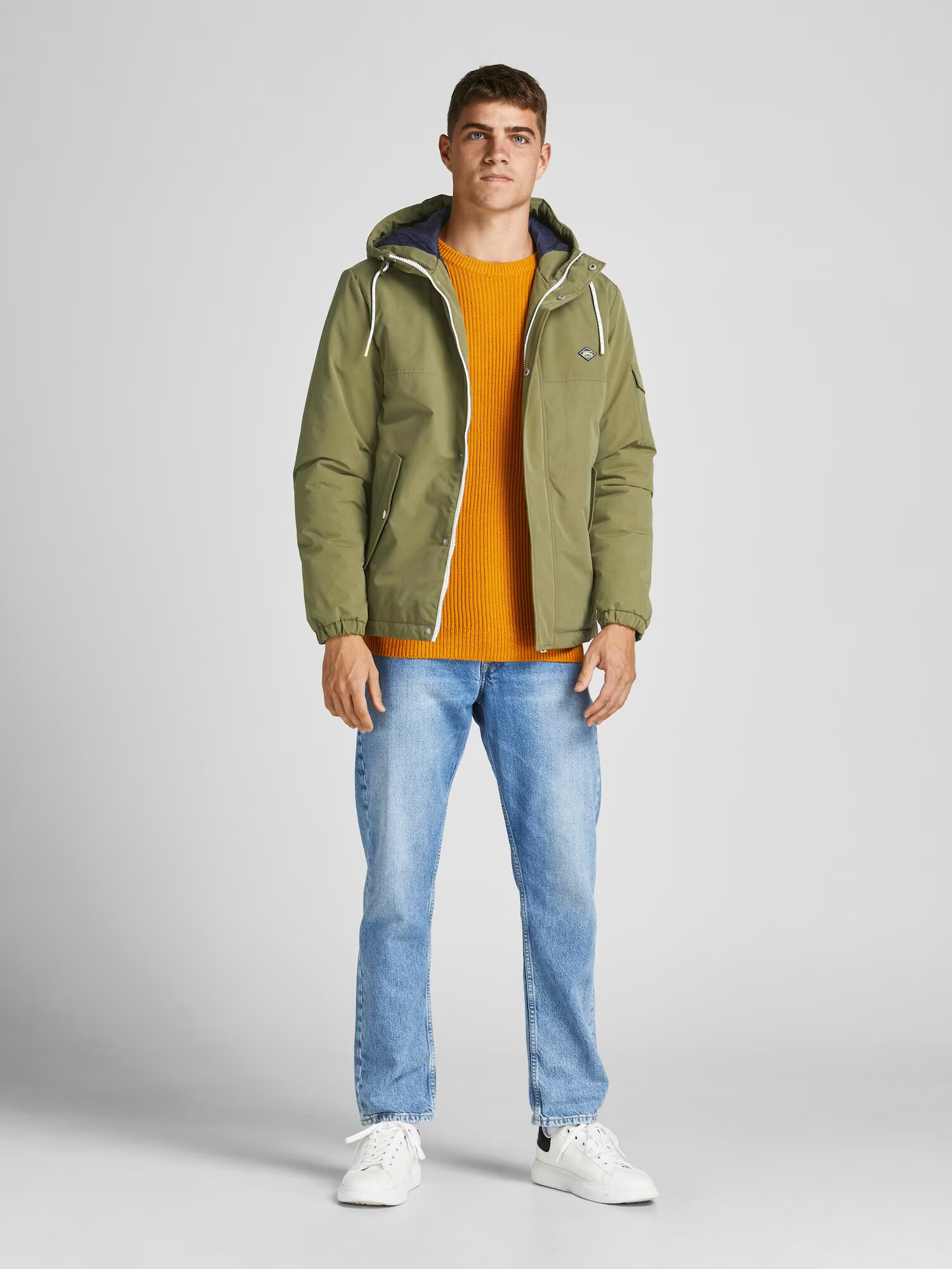 JACK & JONES Prechodná bunda 'Cody' námornícka modrá / pastelovo žltá / olivová - Pepit.sk