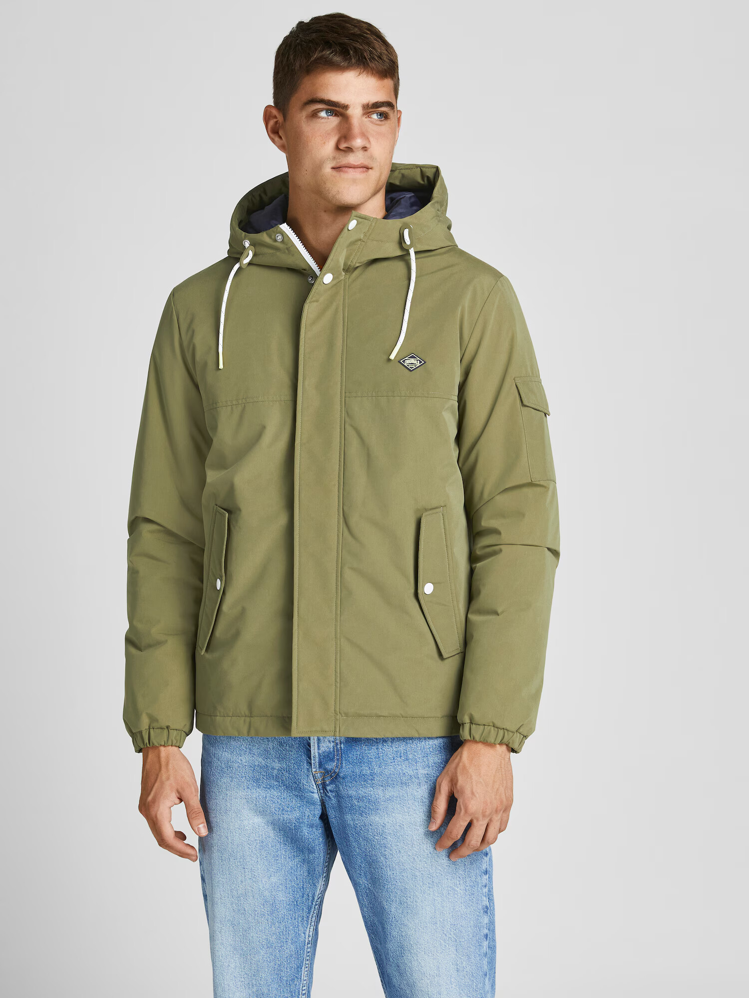 JACK & JONES Prechodná bunda 'Cody' námornícka modrá / pastelovo žltá / olivová - Pepit.sk