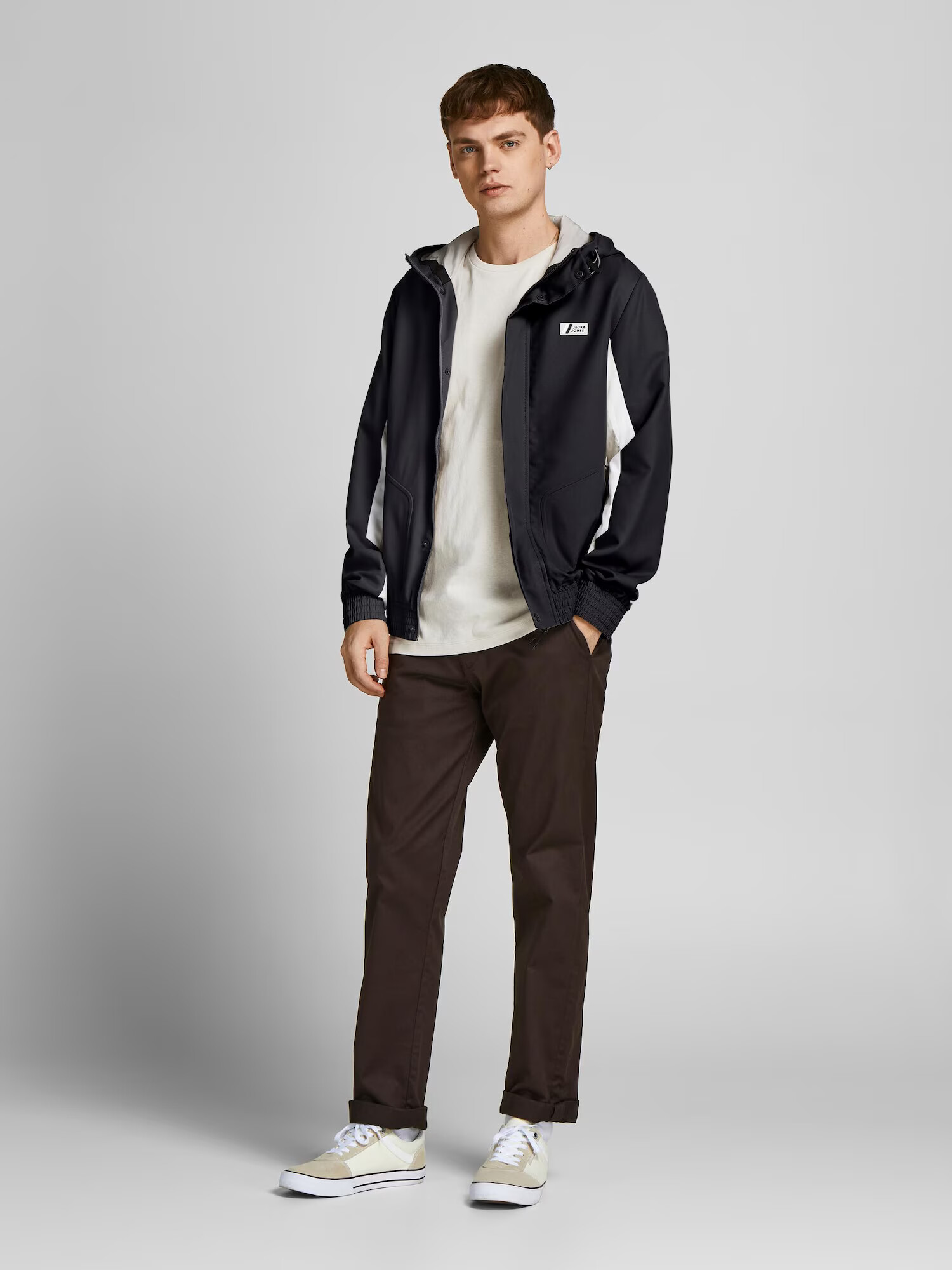 JACK & JONES Prechodná bunda 'Jakob' čierna / biela - Pepit.sk