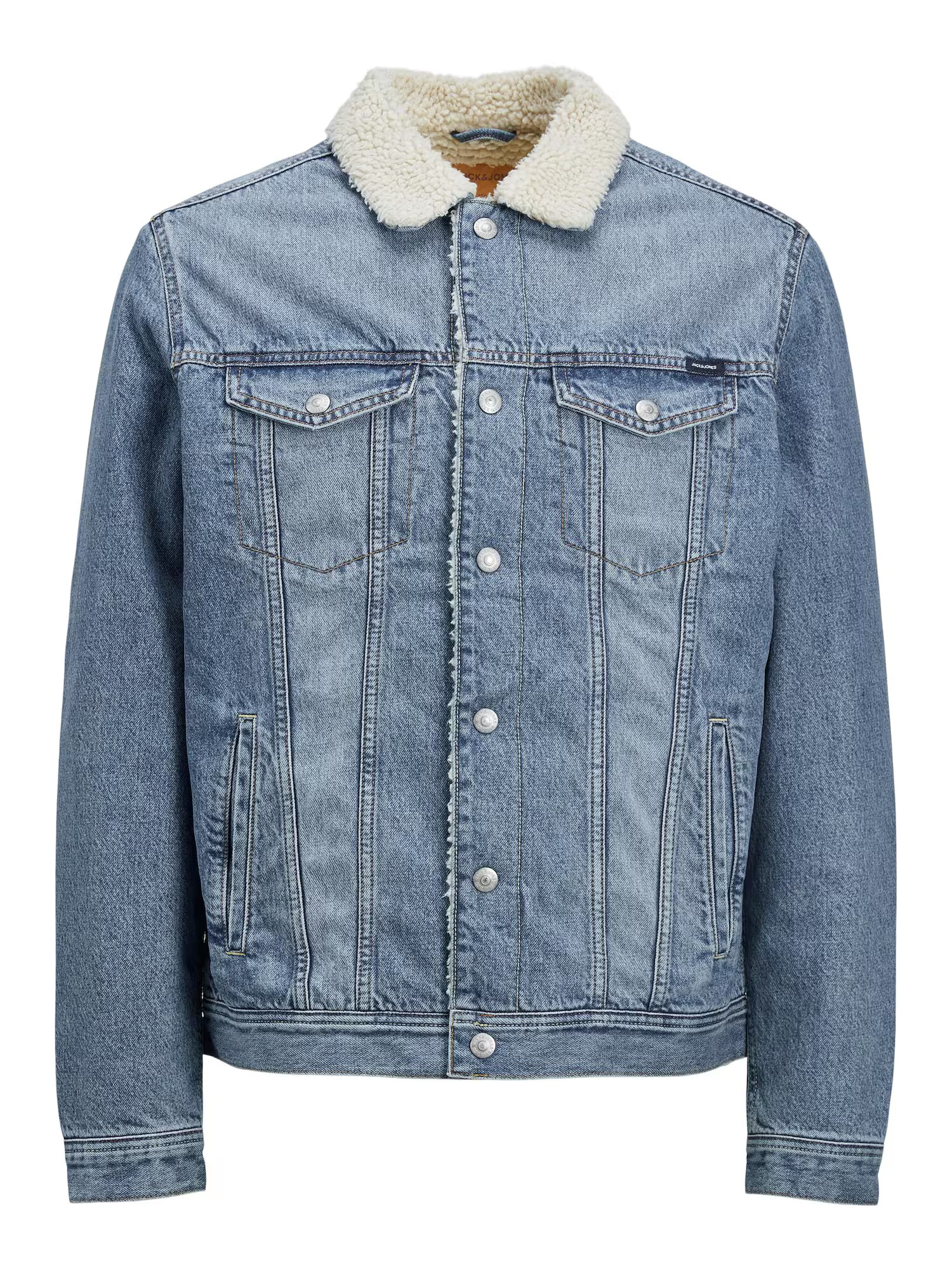 JACK & JONES Prechodná bunda 'Jean' modrá denim / biela ako vlna - Pepit.sk