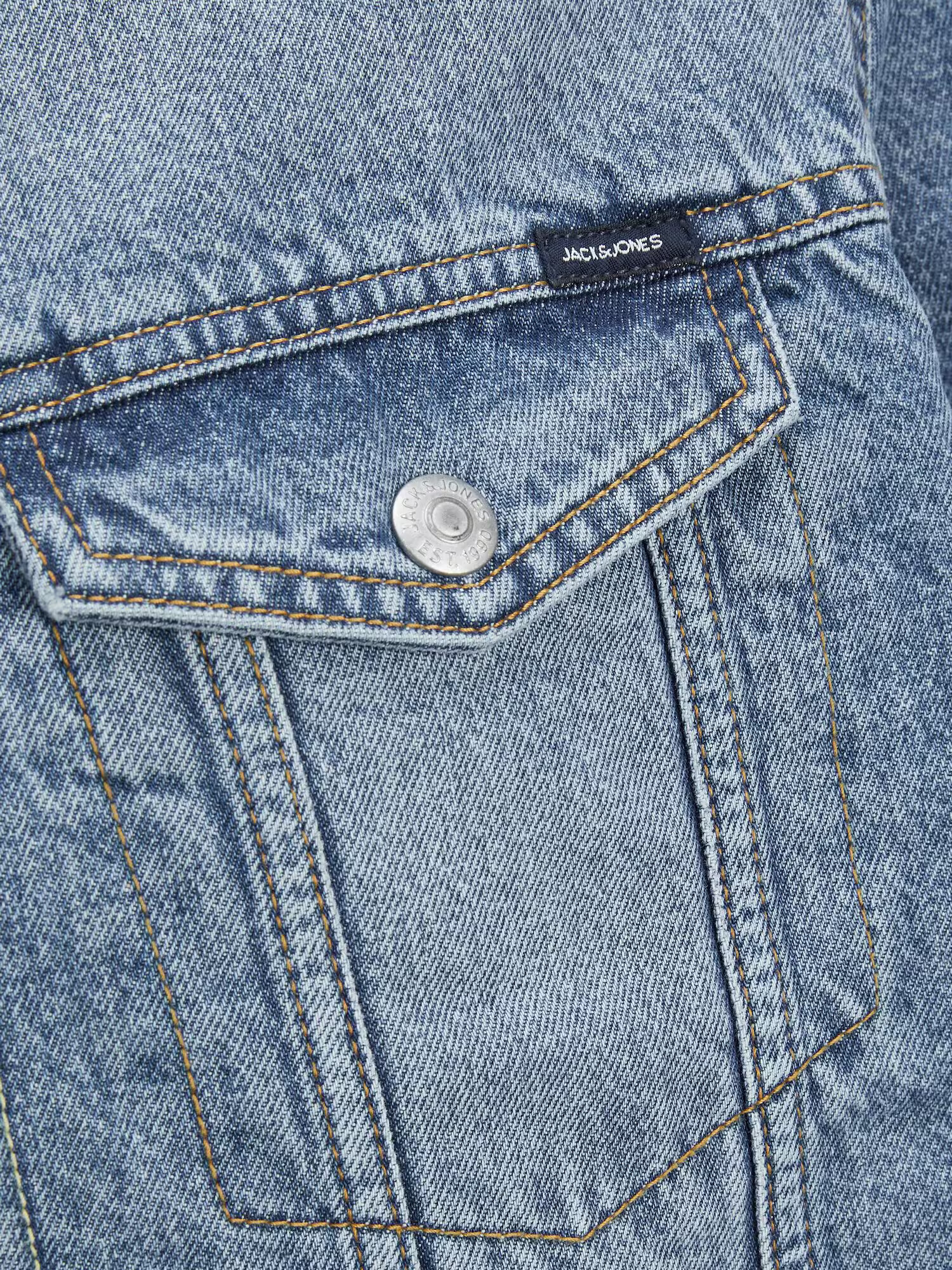 JACK & JONES Prechodná bunda 'Jean' modrá denim / biela ako vlna - Pepit.sk