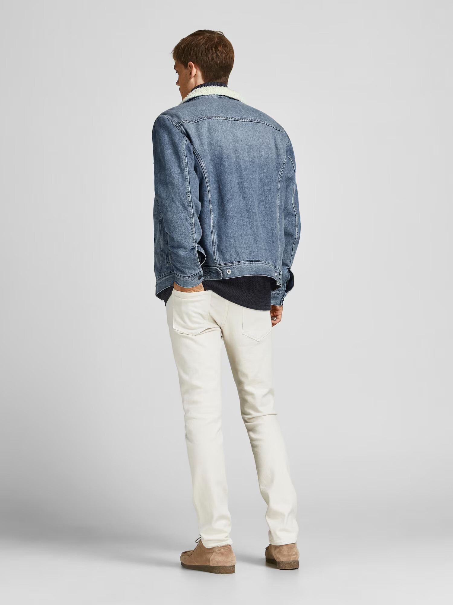 JACK & JONES Prechodná bunda 'Jean' modrá denim / biela ako vlna - Pepit.sk