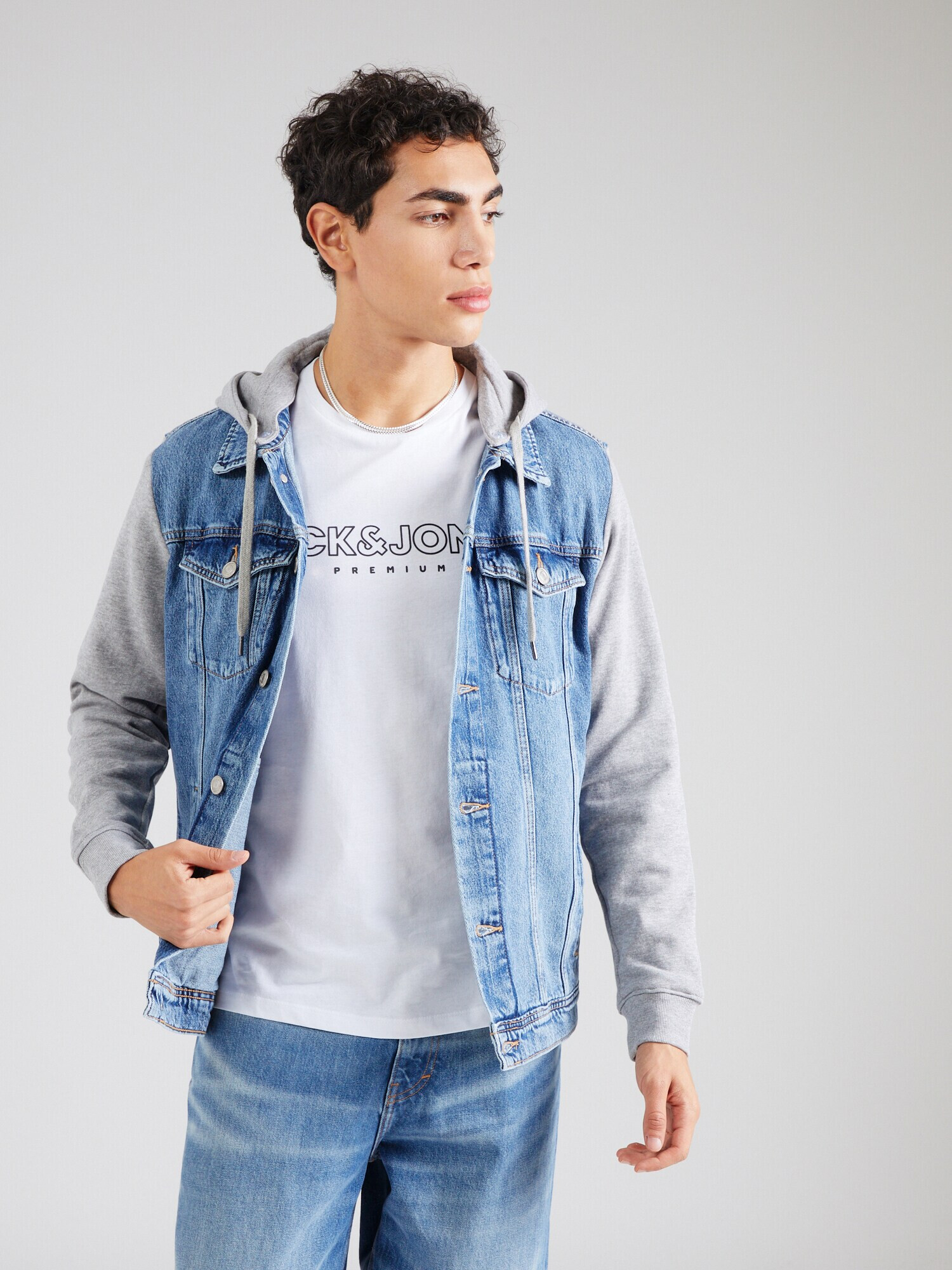 JACK & JONES Prechodná bunda 'JEAN' modrá denim / sivá melírovaná - Pepit.sk