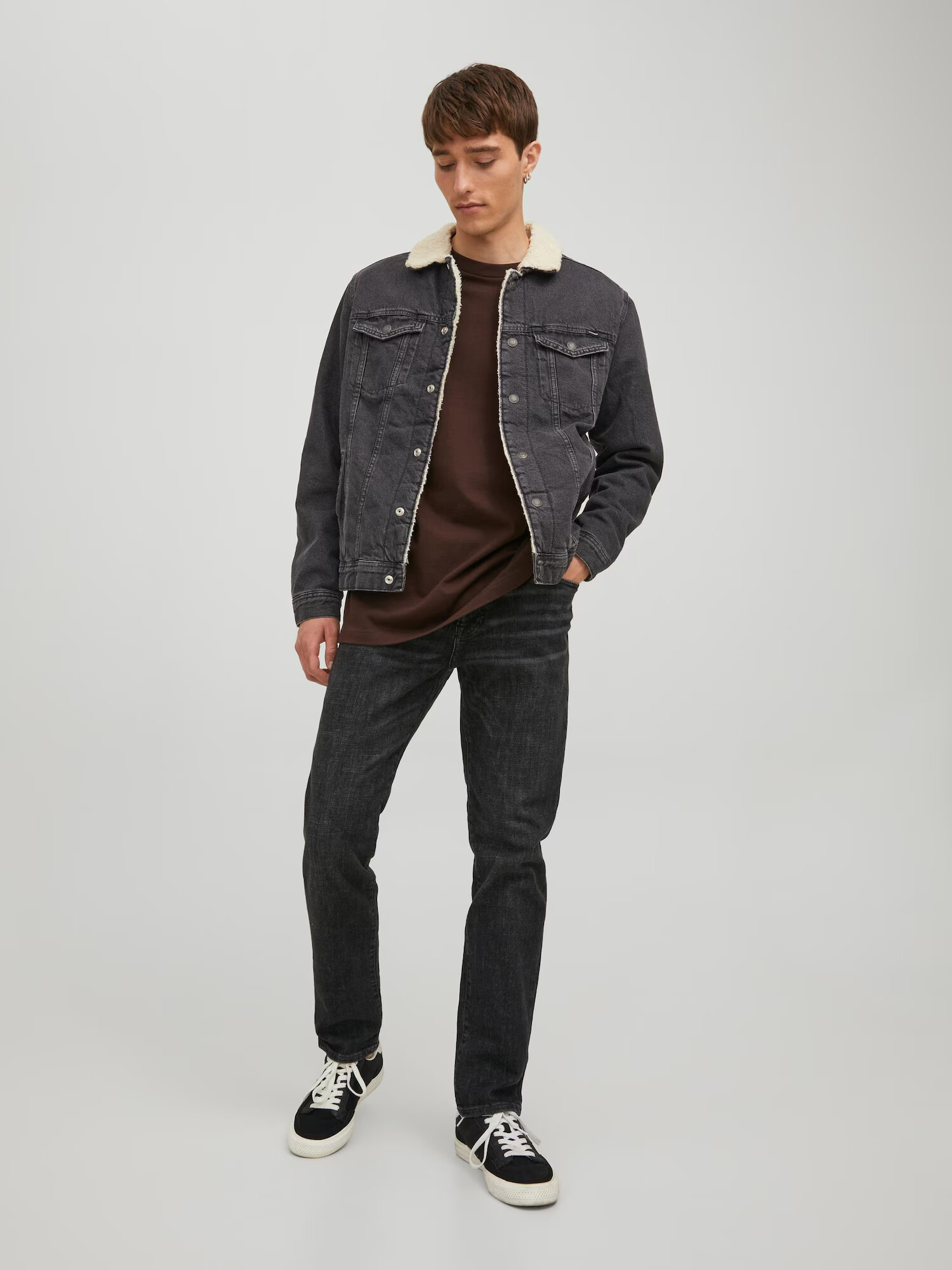 JACK & JONES Prechodná bunda 'Jean' sivý denim / biela - Pepit.sk